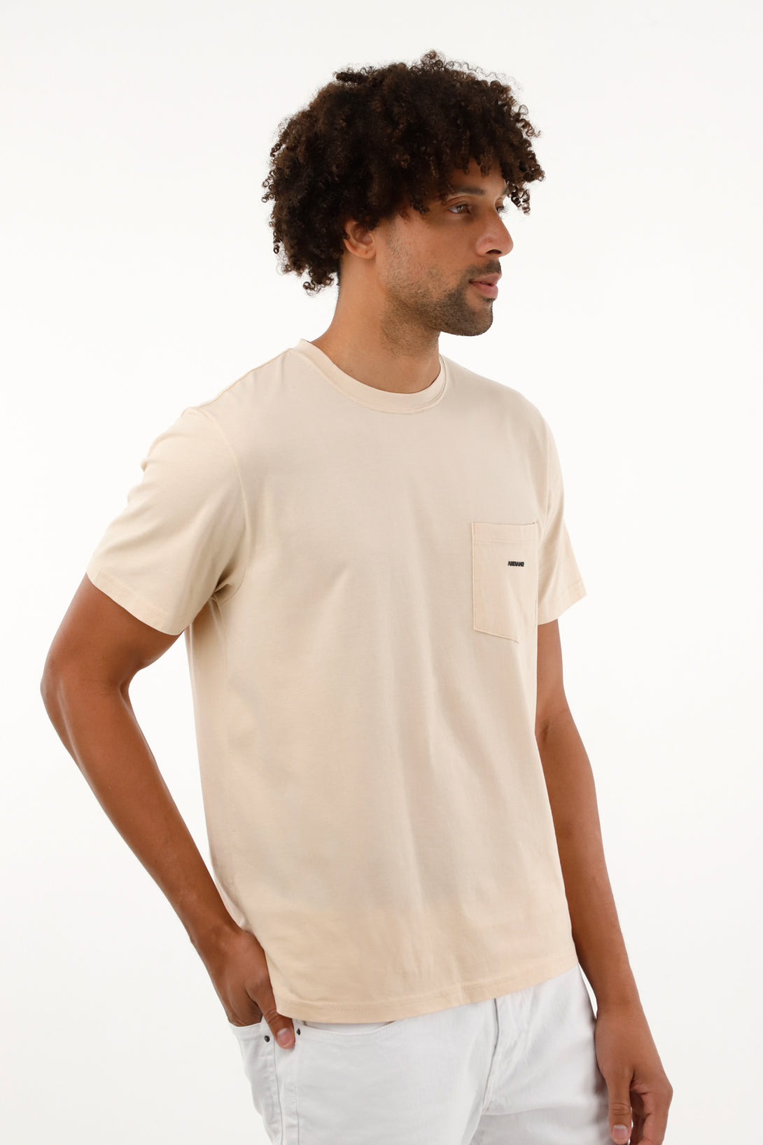 Men's Off-White T-Shirt with Front Pocket