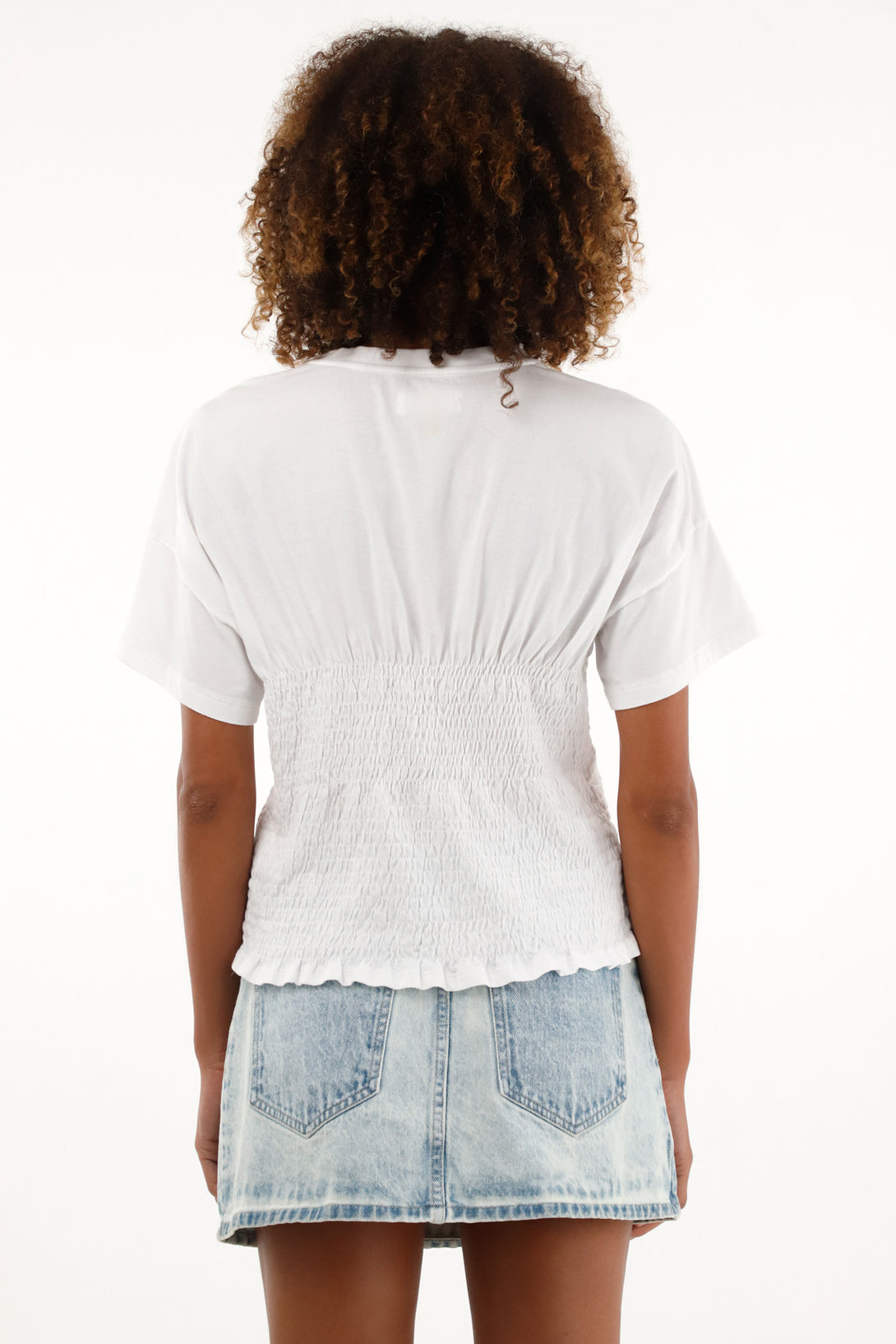 Women's white shirt with gathered design