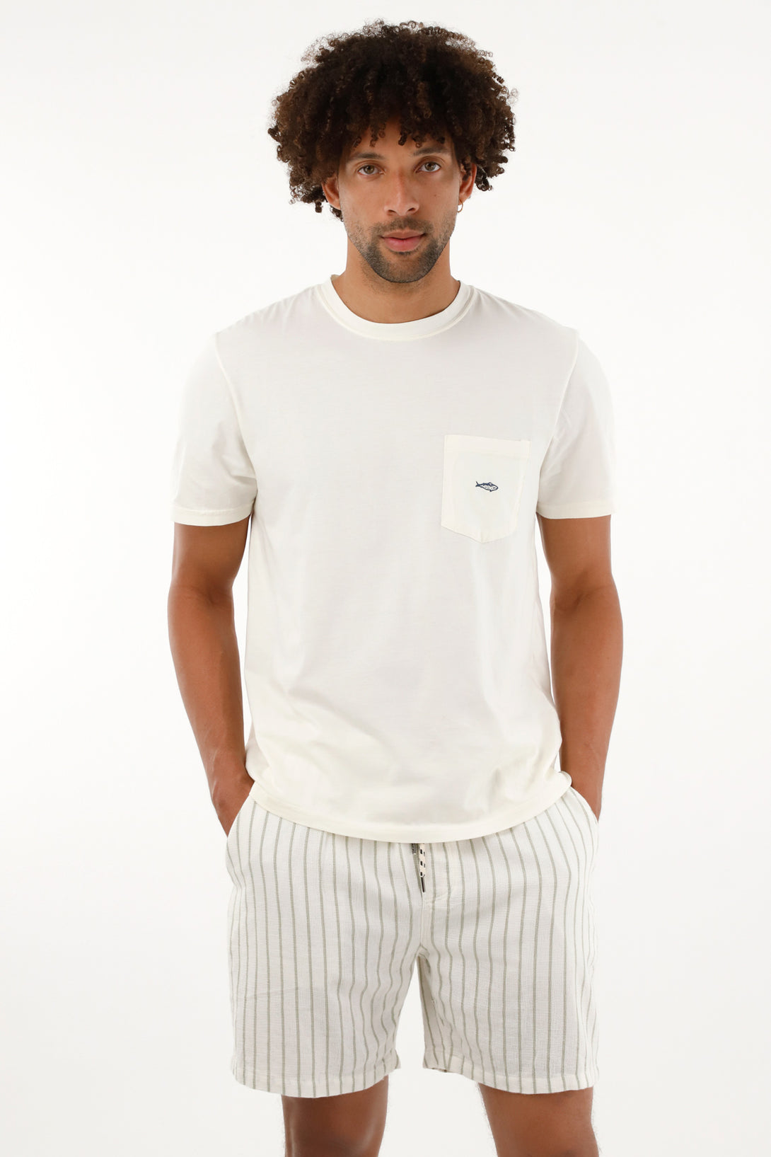 Men's Off-White T-Shirt with Patch Pocket