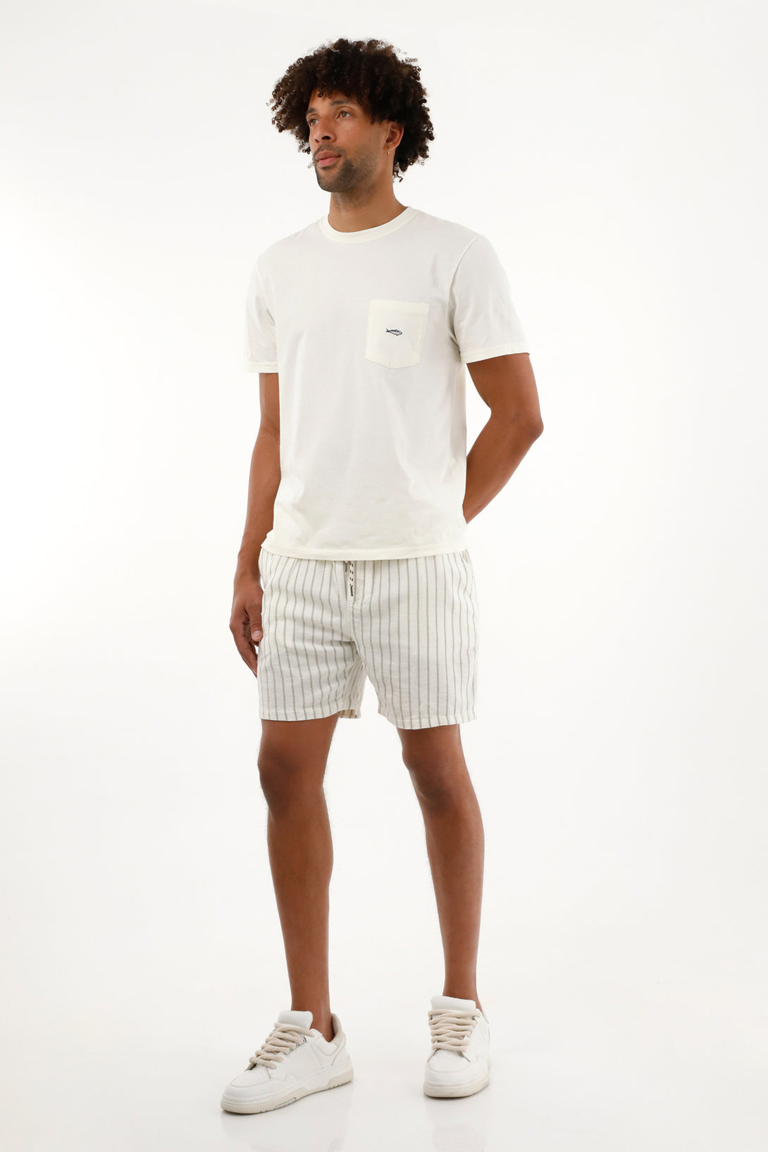 Men's Off-White T-Shirt with Patch Pocket