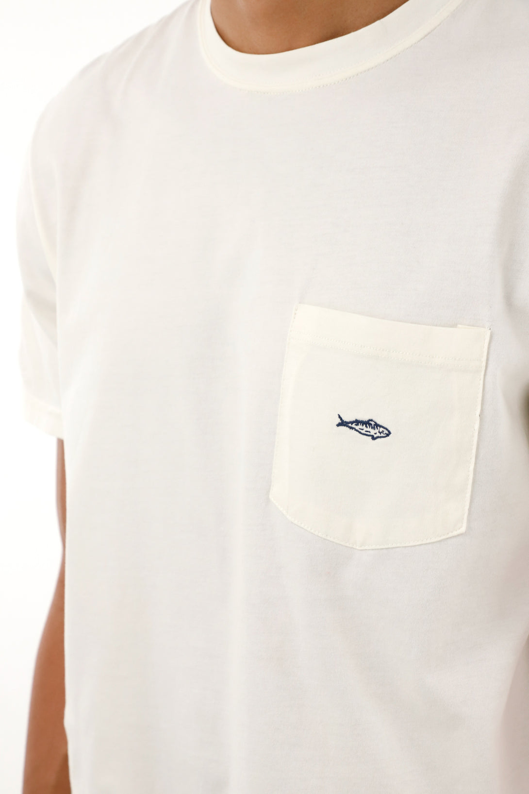 Men's Off-White T-Shirt with Patch Pocket