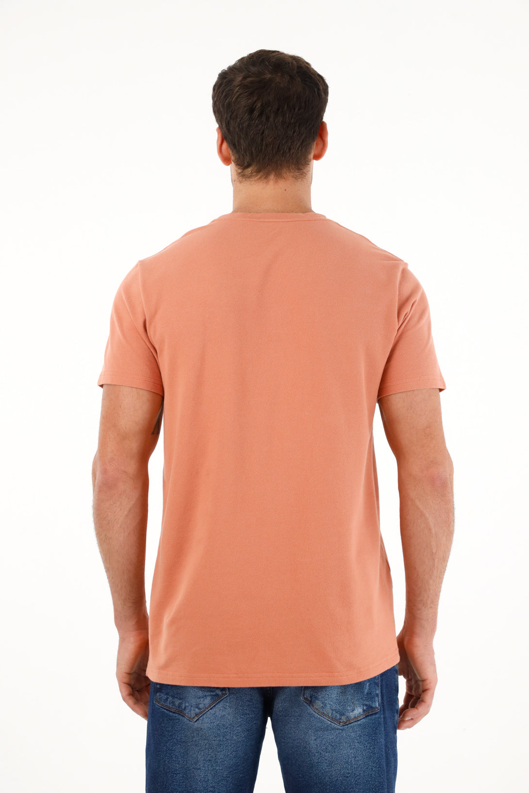 Camiseta naranja básica manga corta para hombre