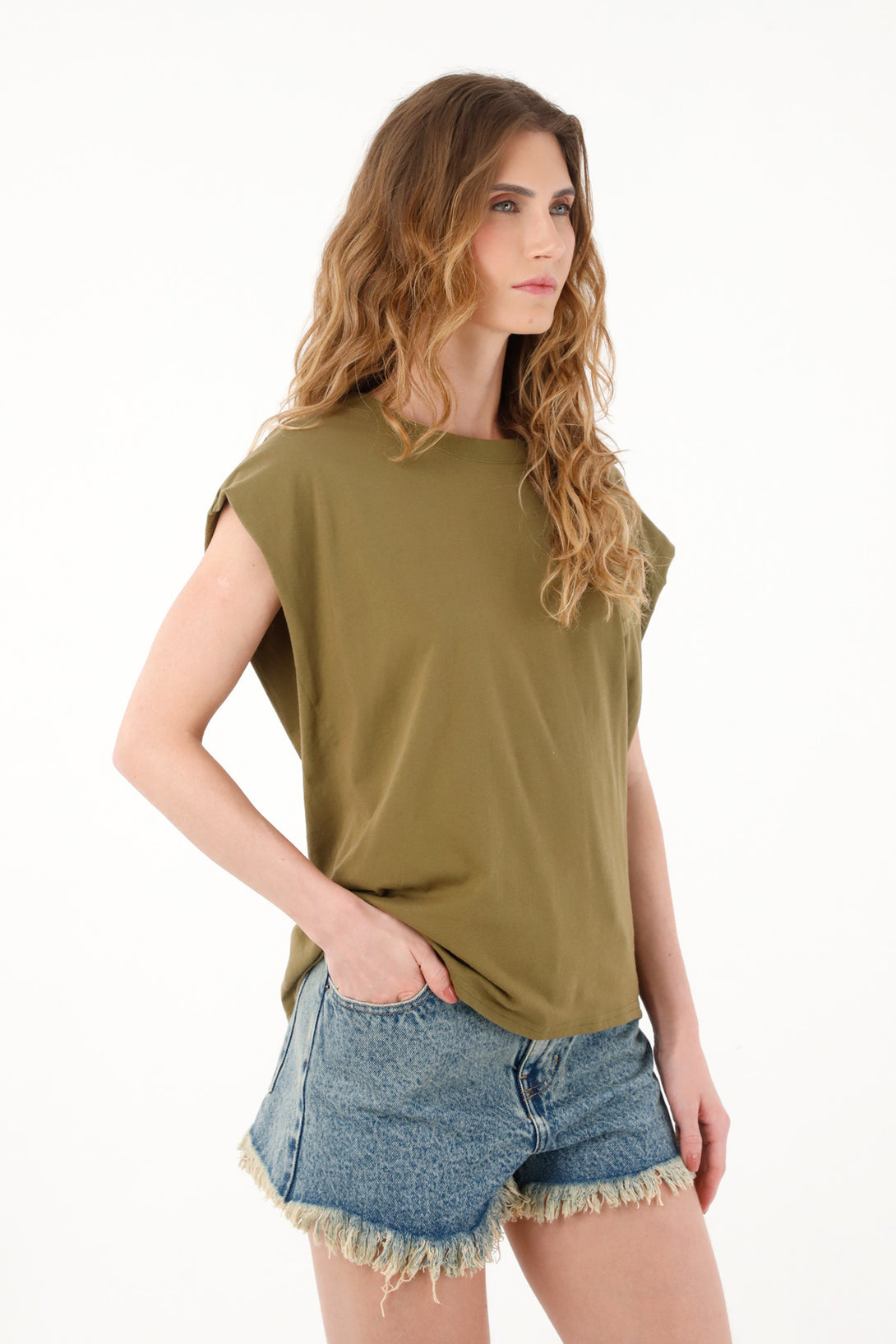 Women's Green Crew Neck T-Shirt