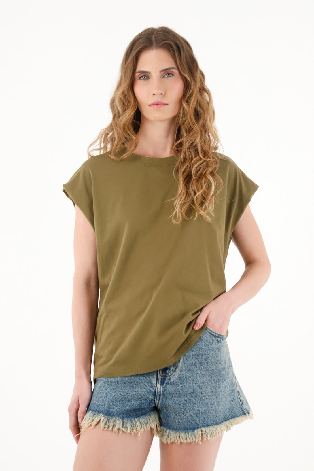 Women's Green Crew Neck T-Shirt