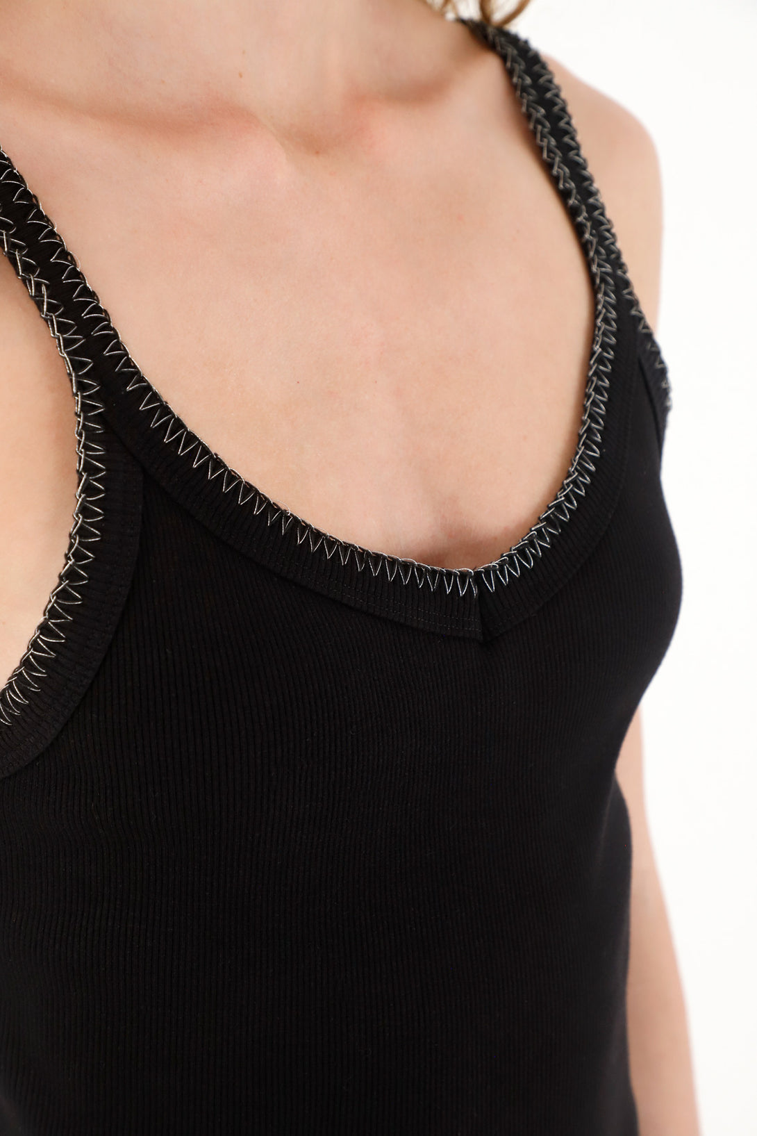 Women's black ribbed sleeveless top