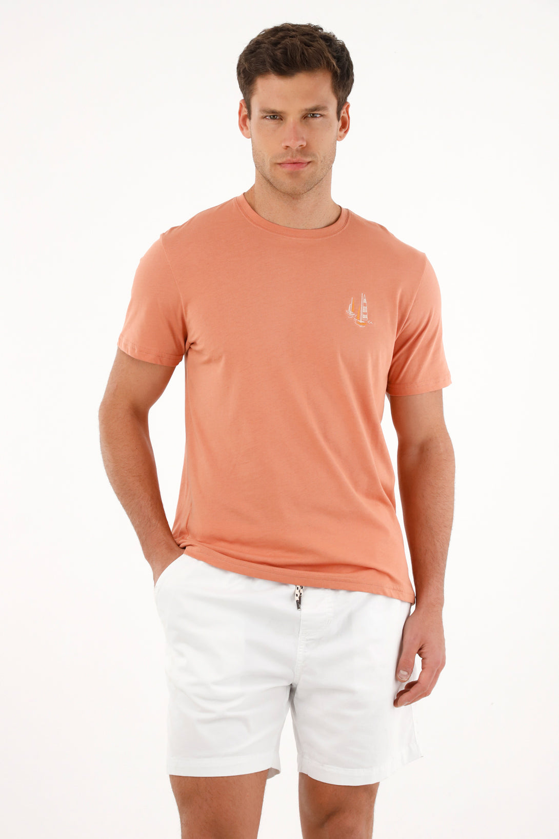 Men's orange printed back t-shirt