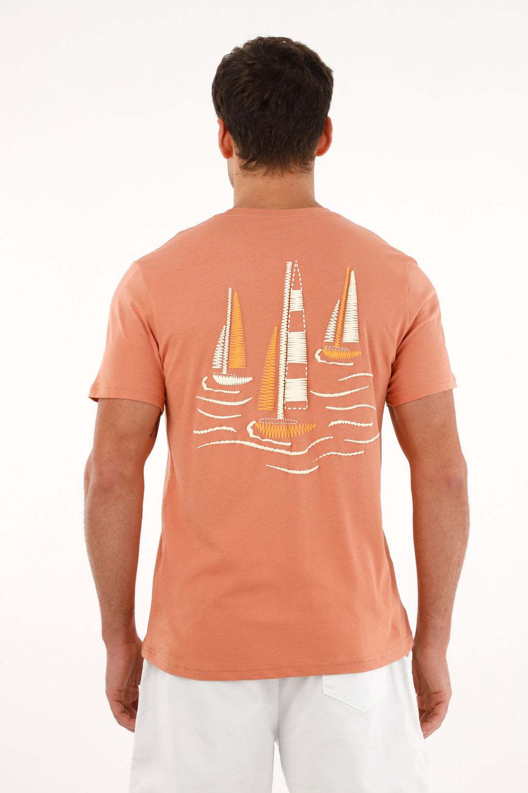 Men's orange printed back t-shirt