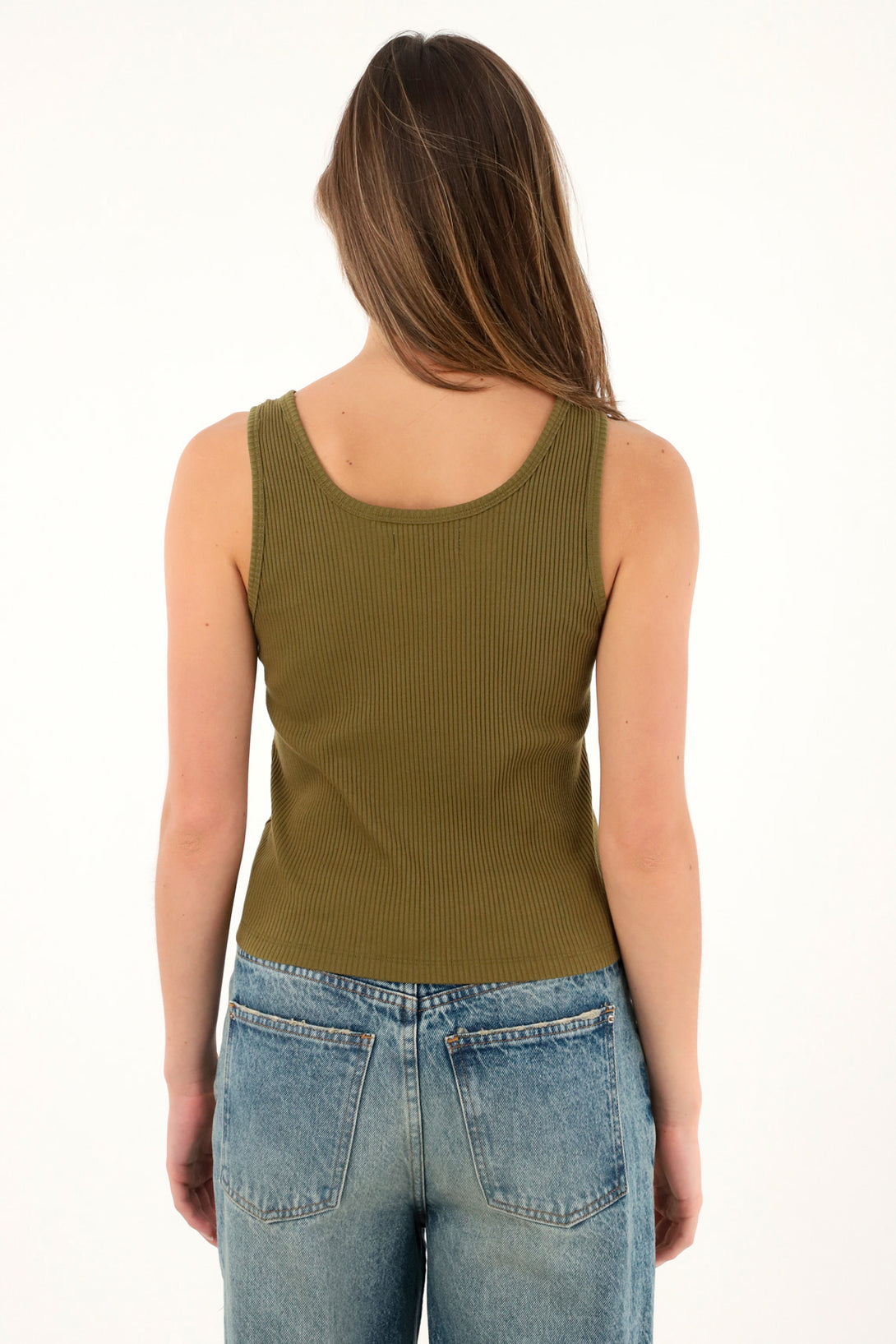 Women's sleeveless green t-shirt