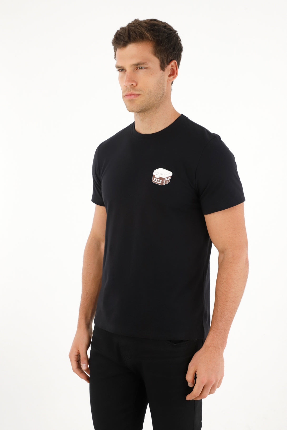 Camiseta negra Regular fit estampada para hombre