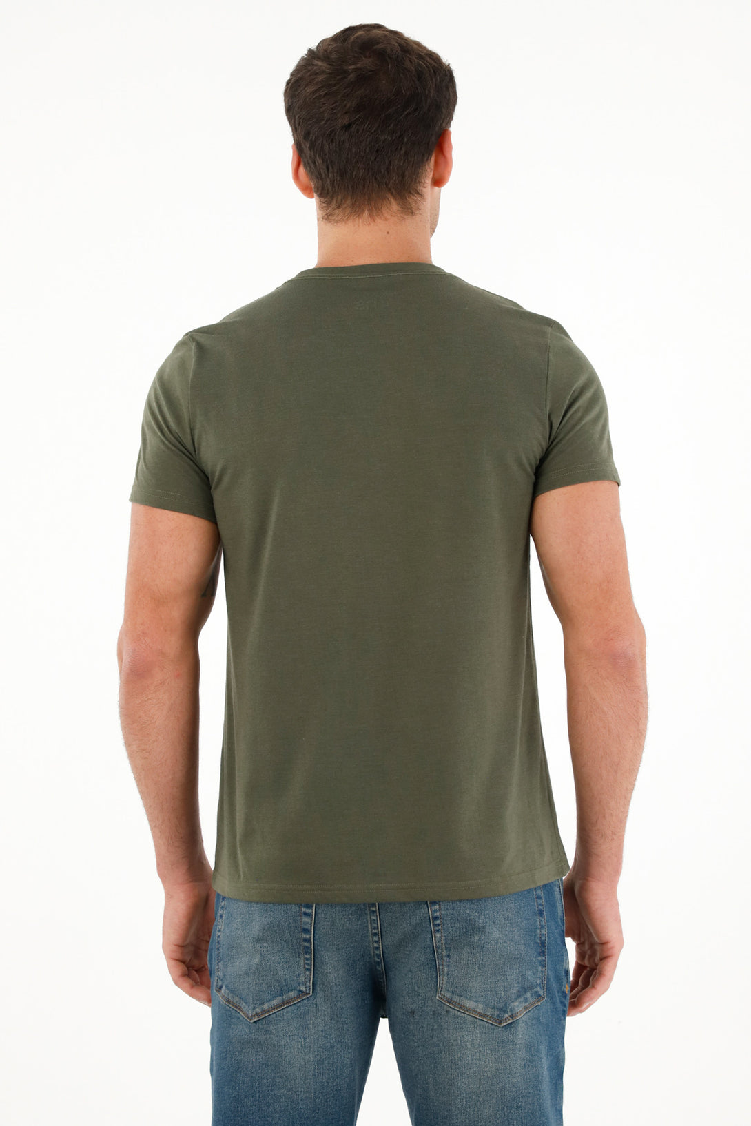 Camiseta regular fit verde con mini print para hombre