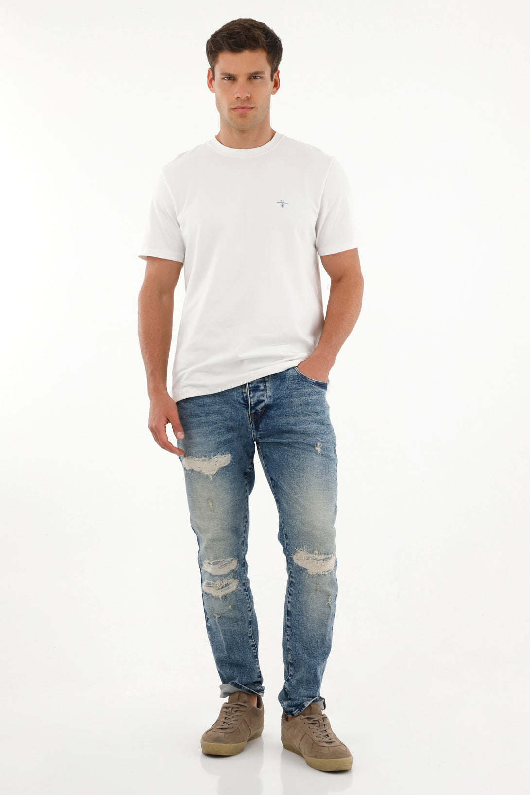 Camiseta blanca con estampado Lucky Wolf para hombre