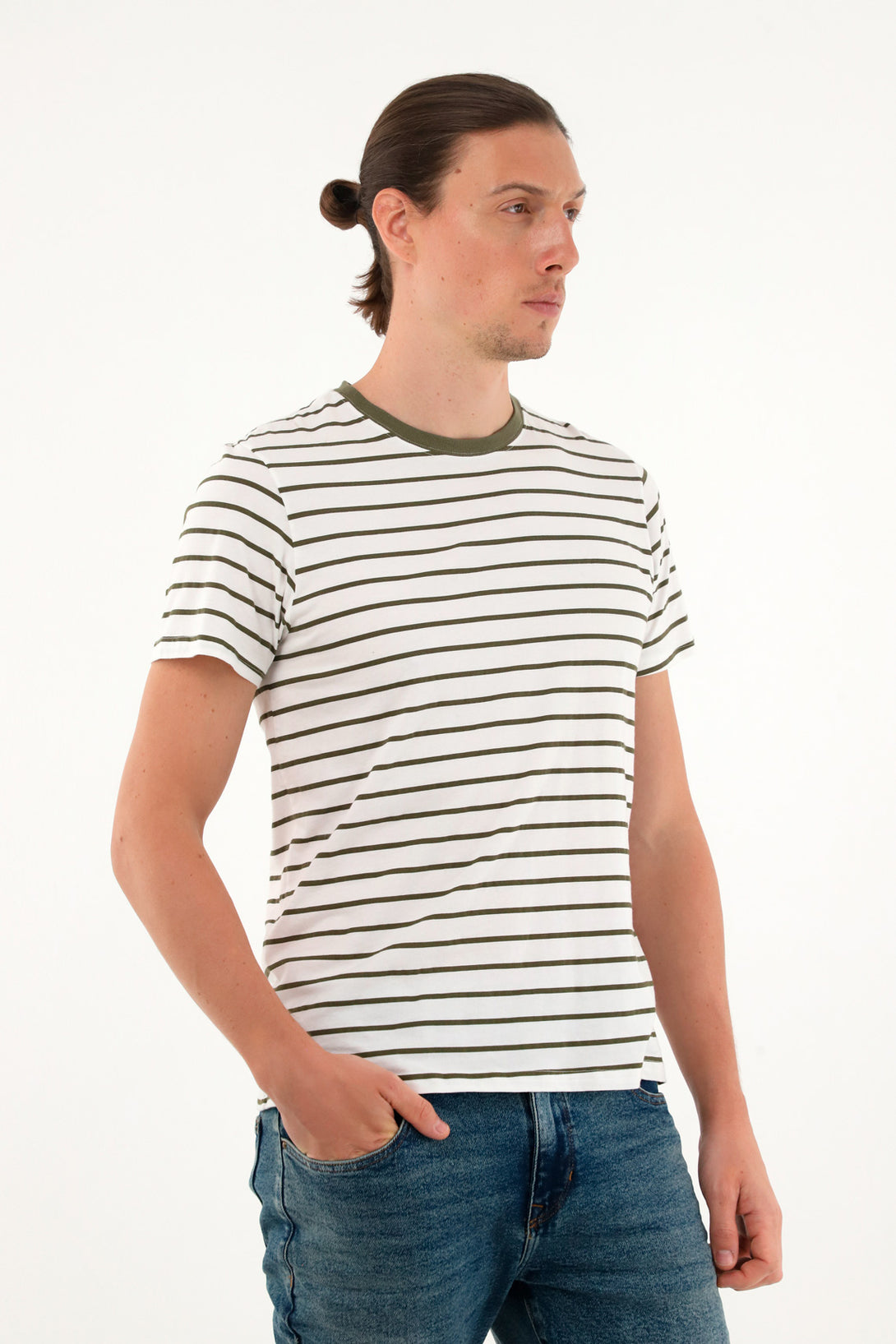 Men's striped cream t-shirt