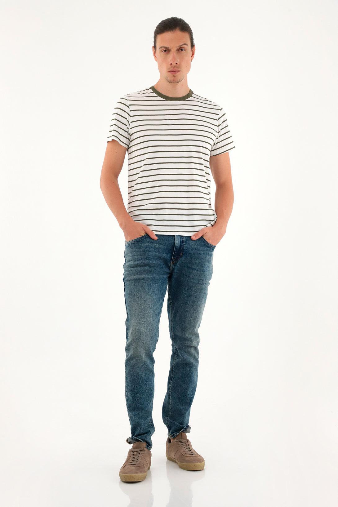 Men's striped cream t-shirt