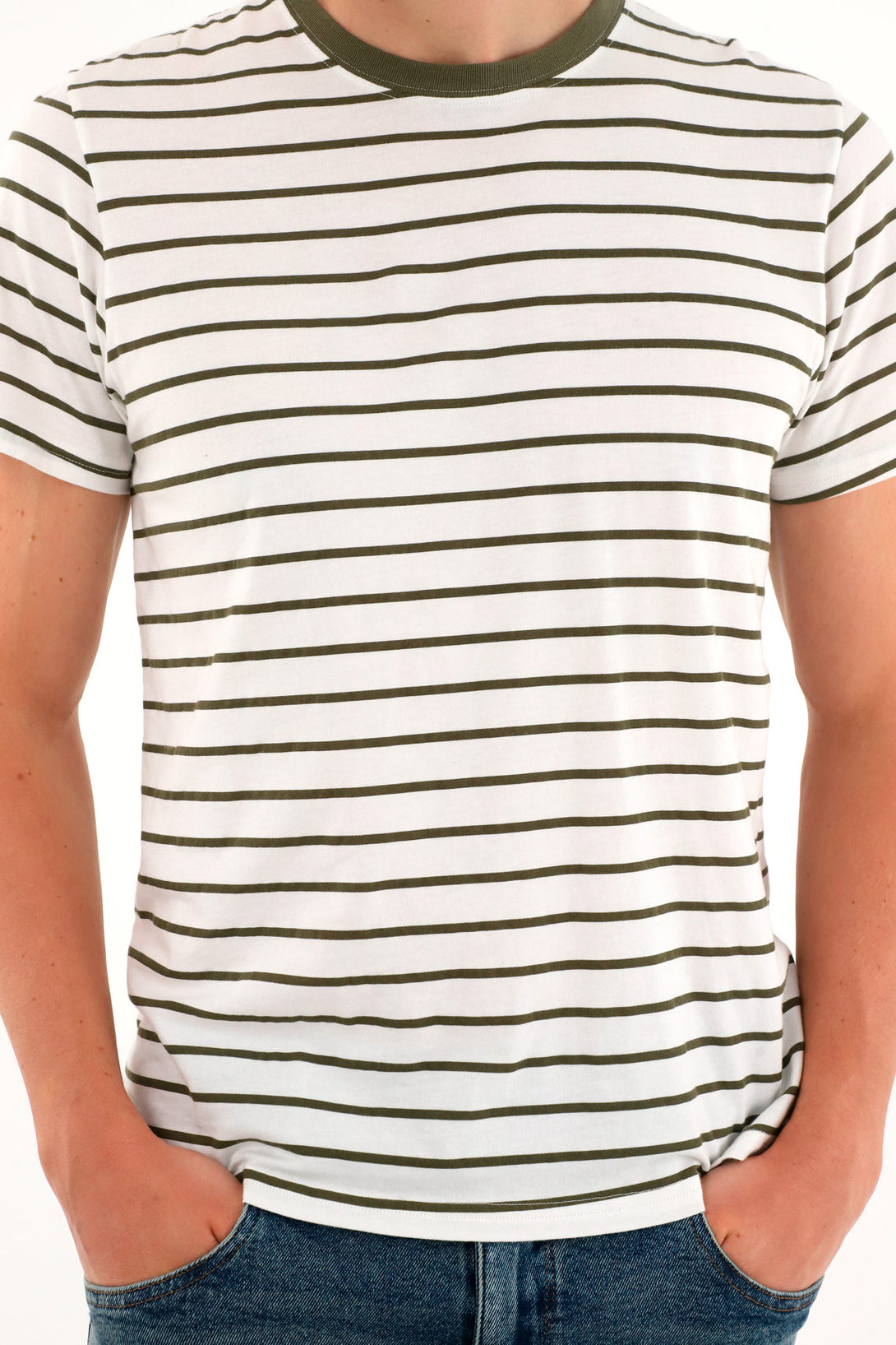 Men's striped cream t-shirt