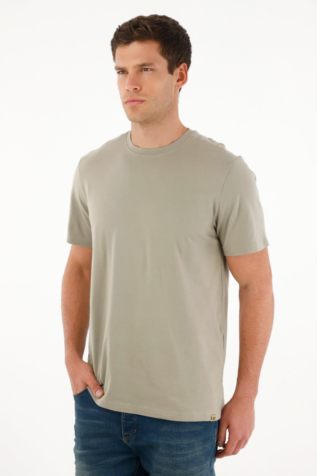 Camiseta Regular fit cuello redondo verde para hombre