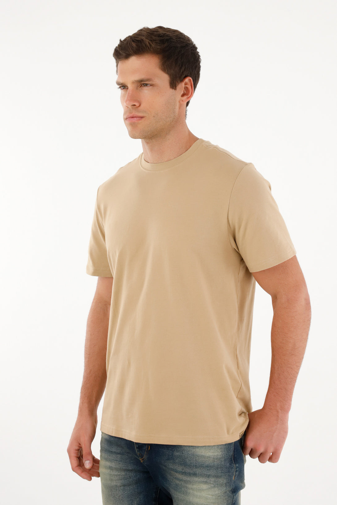 Camiseta Regular fit manga corta café para hombre