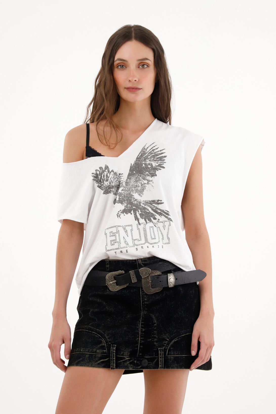 Women's oversized white t-shirt with print