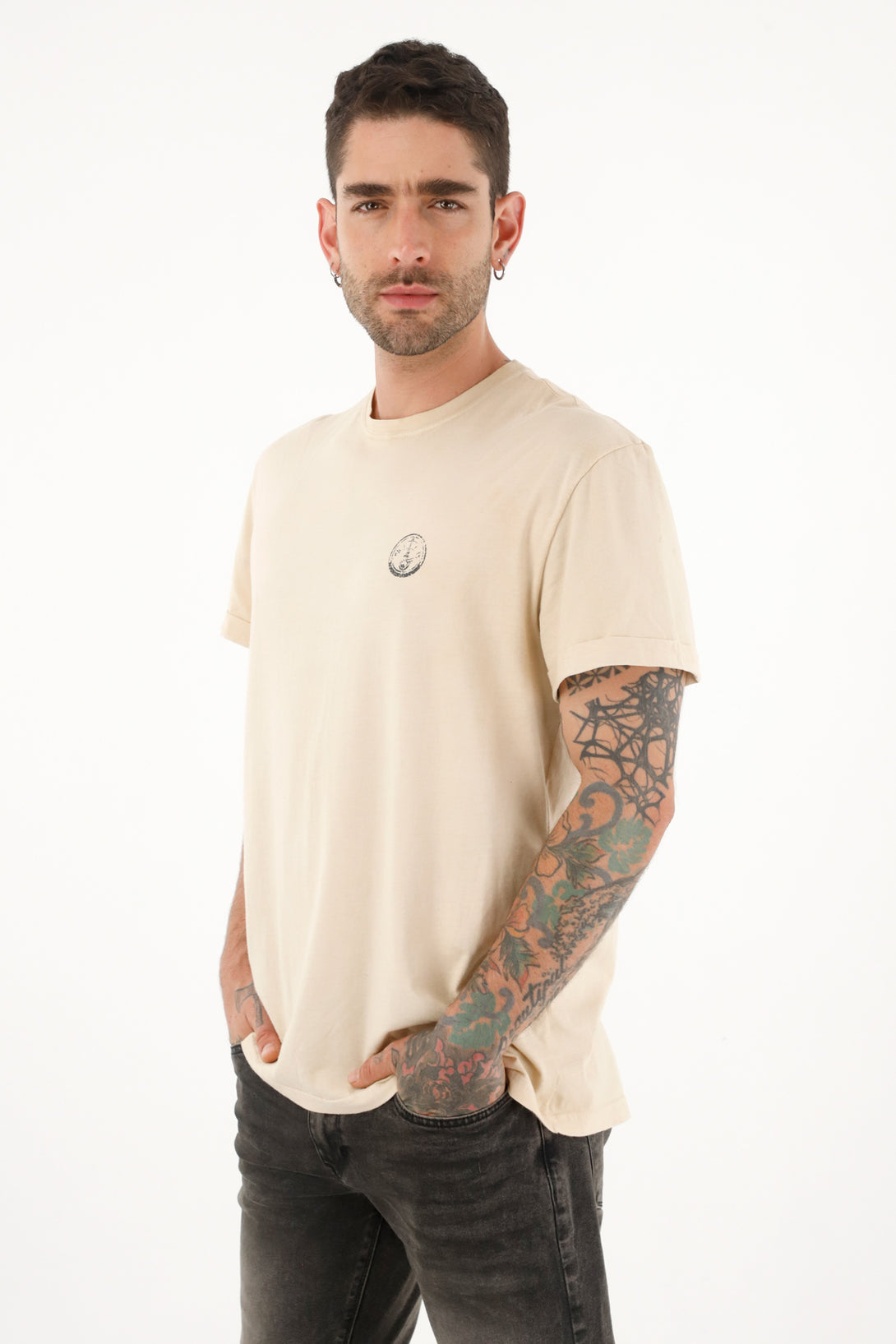 Men's cream t-shirt with print