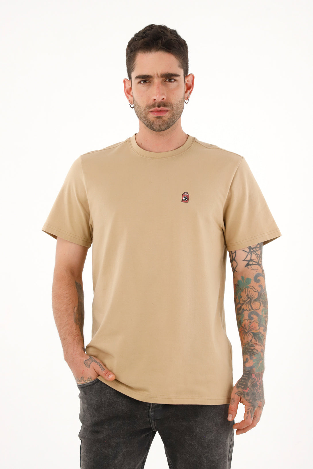 Men's basic t-shirt with brown print