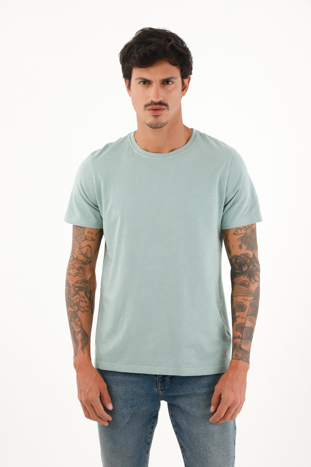 Camiseta en tela jersey verde para hombre