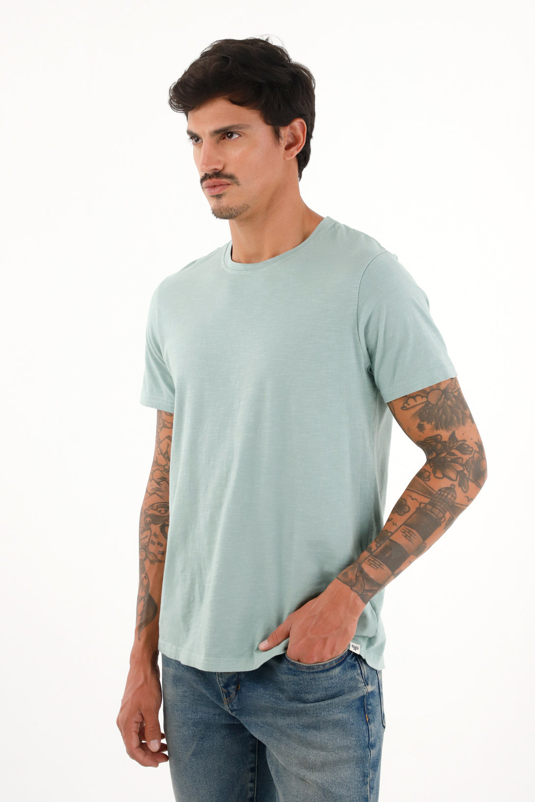 Camiseta en tela jersey verde para hombre