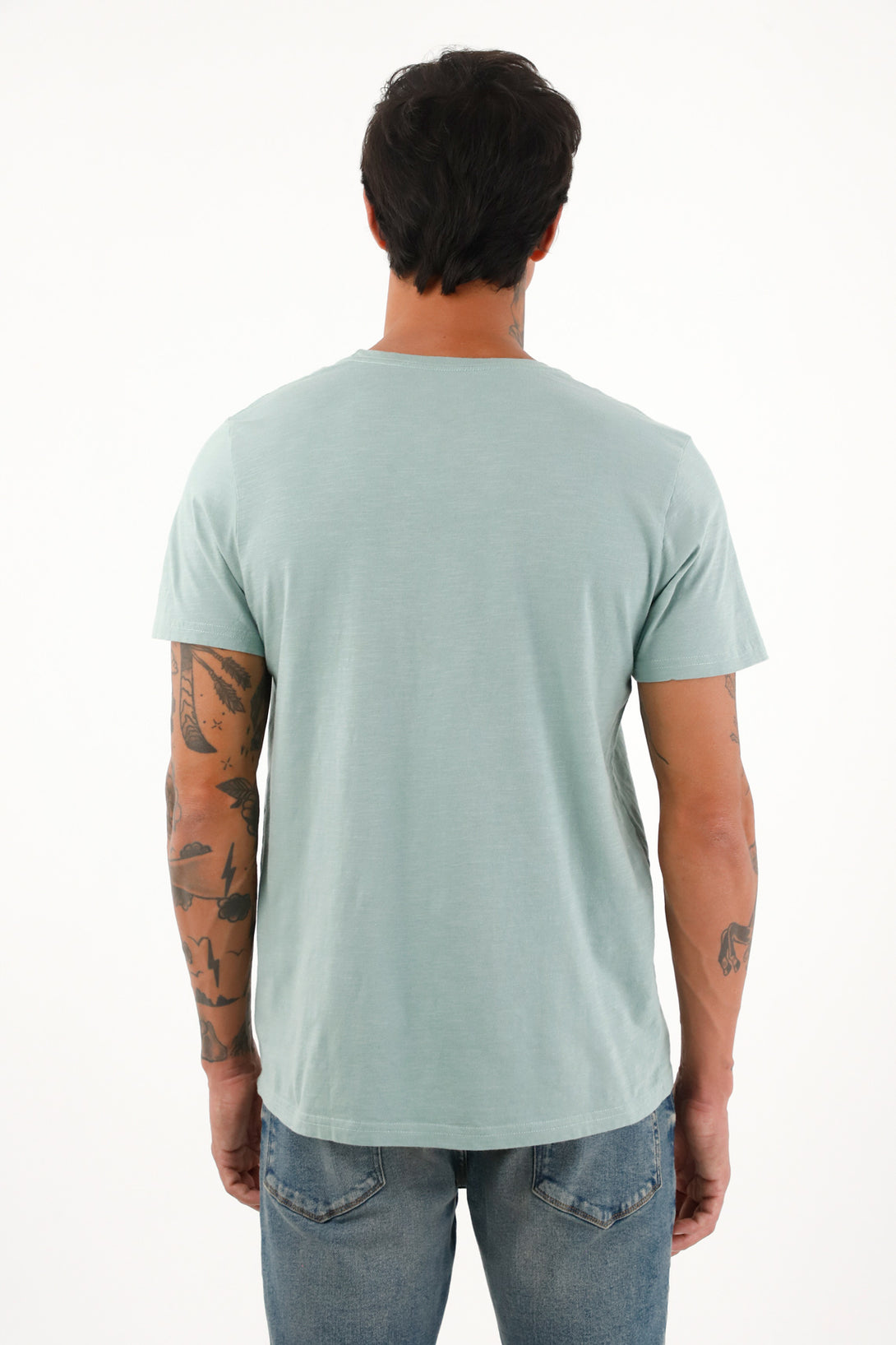 Camiseta en tela jersey verde para hombre