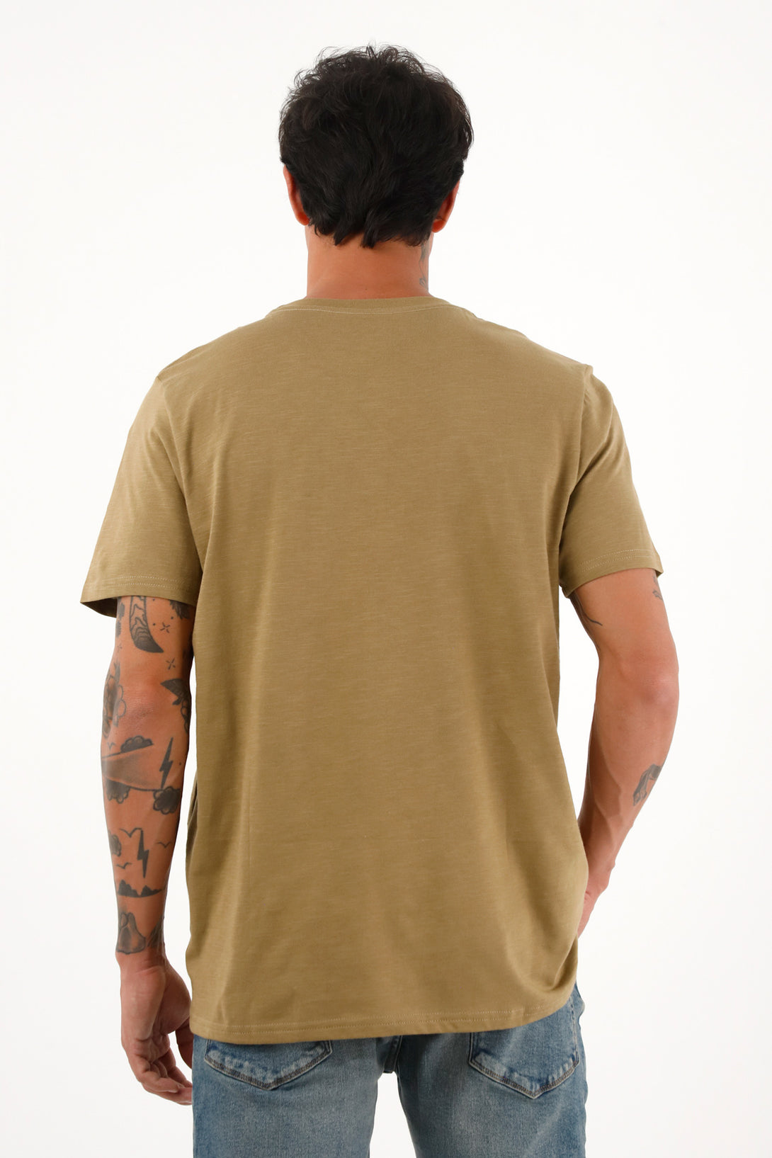 Men's brown 100% cotton t-shirt with pocket