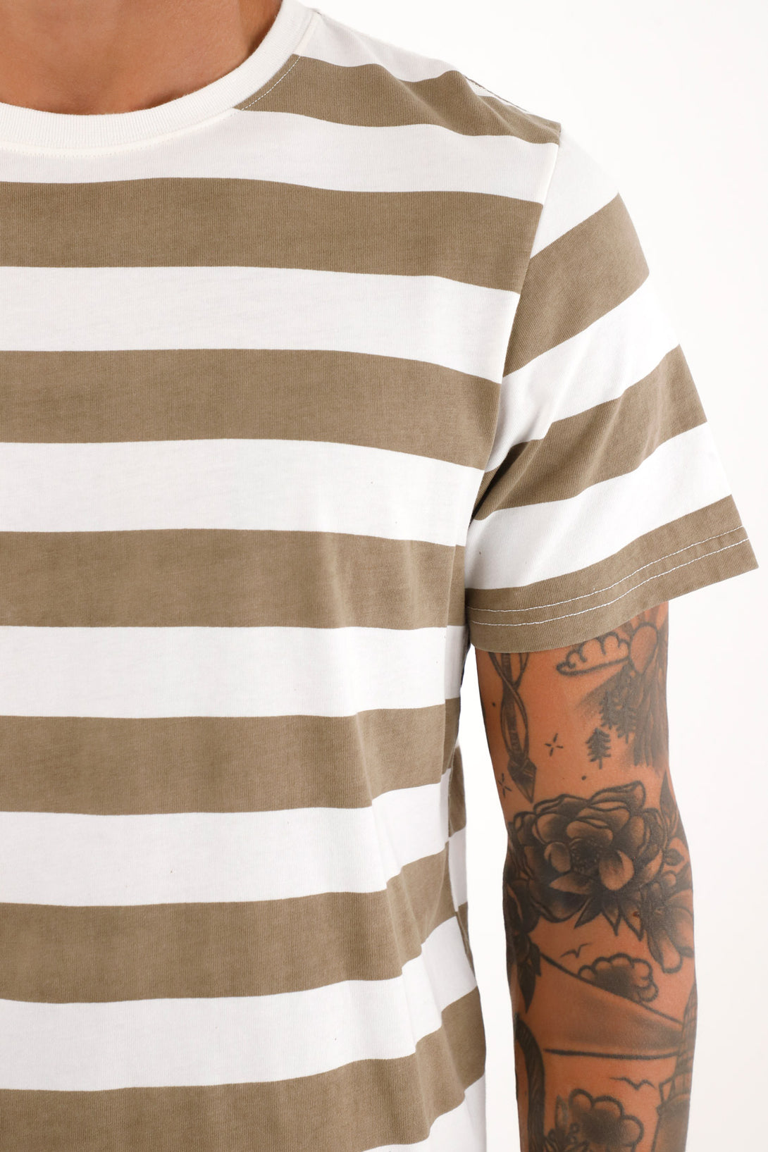 Men's Brown Striped Graphic T-Shirt