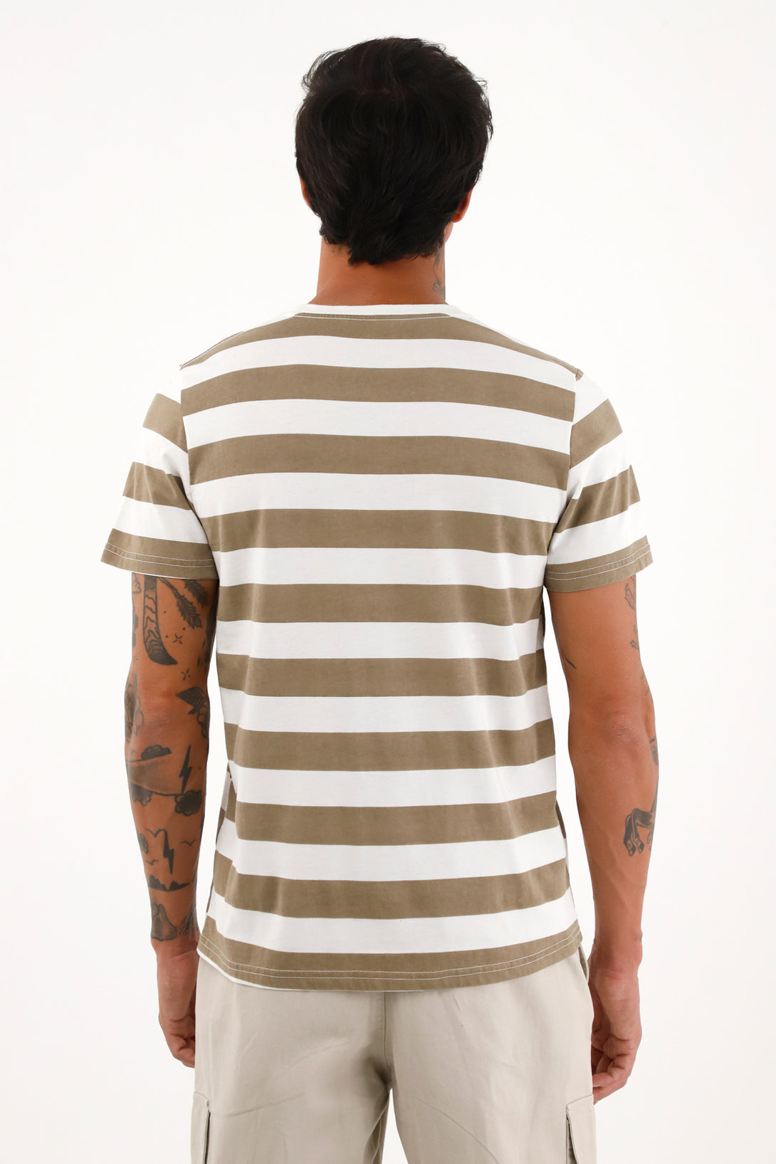 Men's Brown Striped Graphic T-Shirt