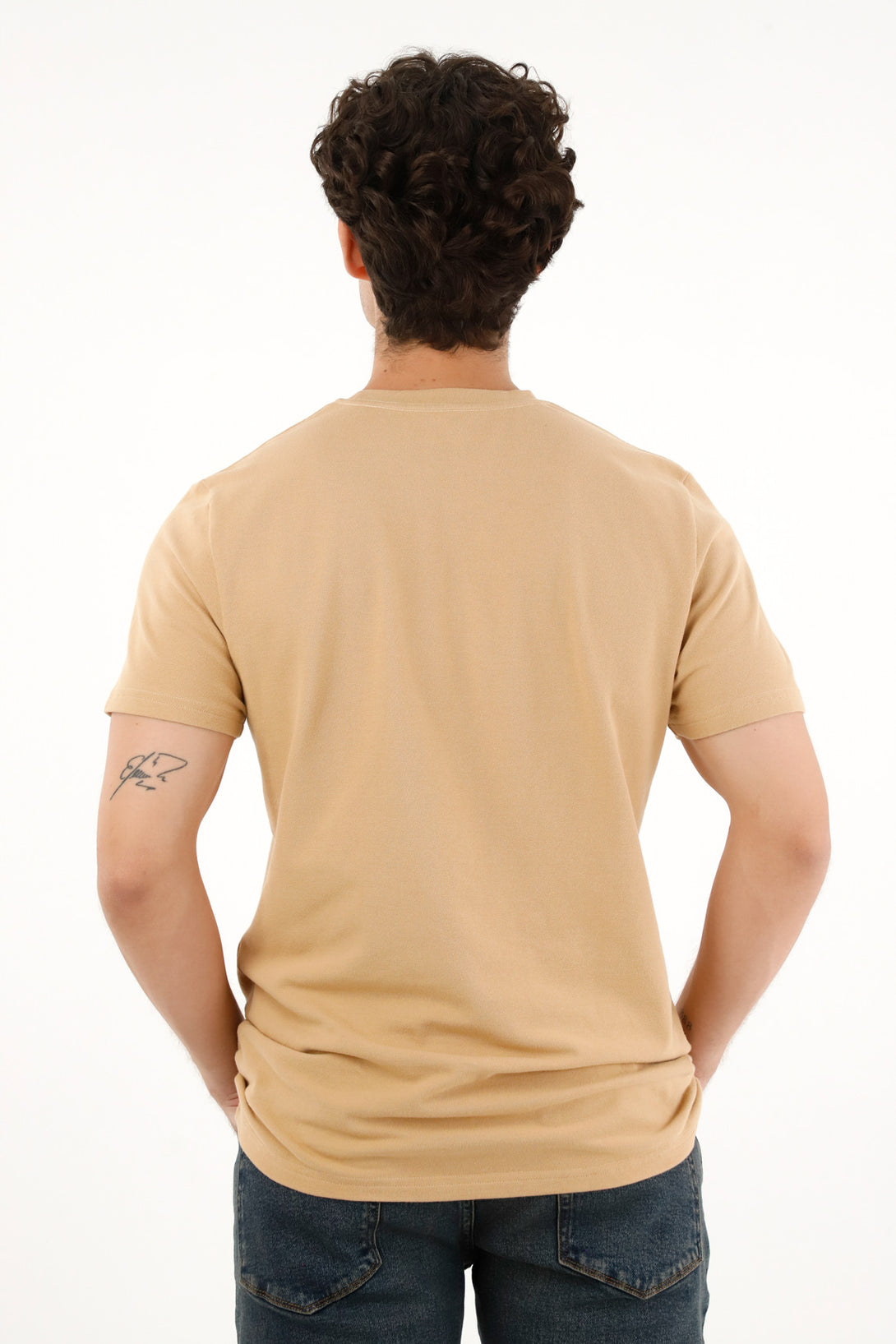 Men's Brown Basic T-Shirt with Print