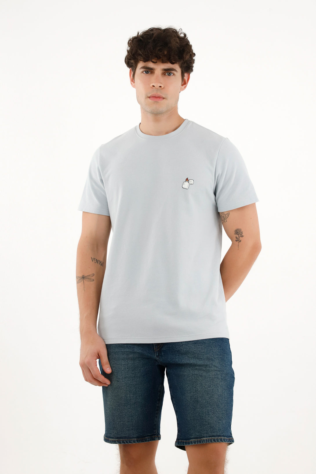 Men's basic blue t-shirt with print