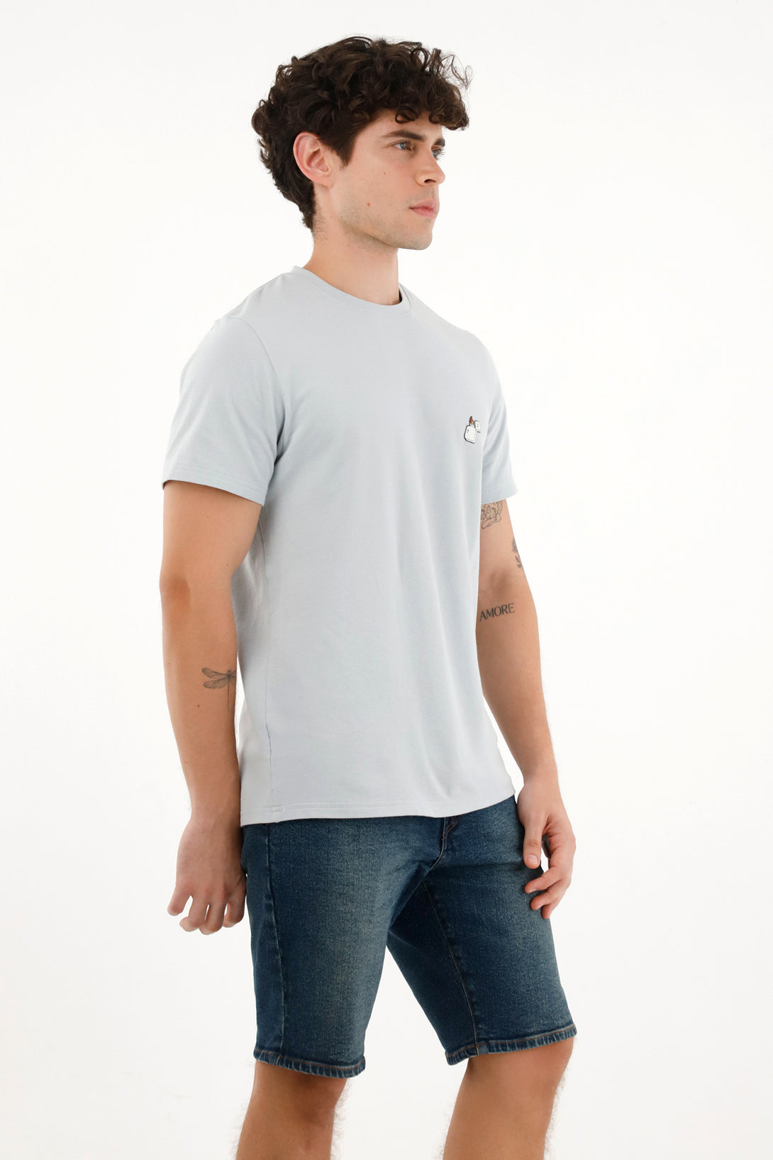 Men's basic blue t-shirt with print