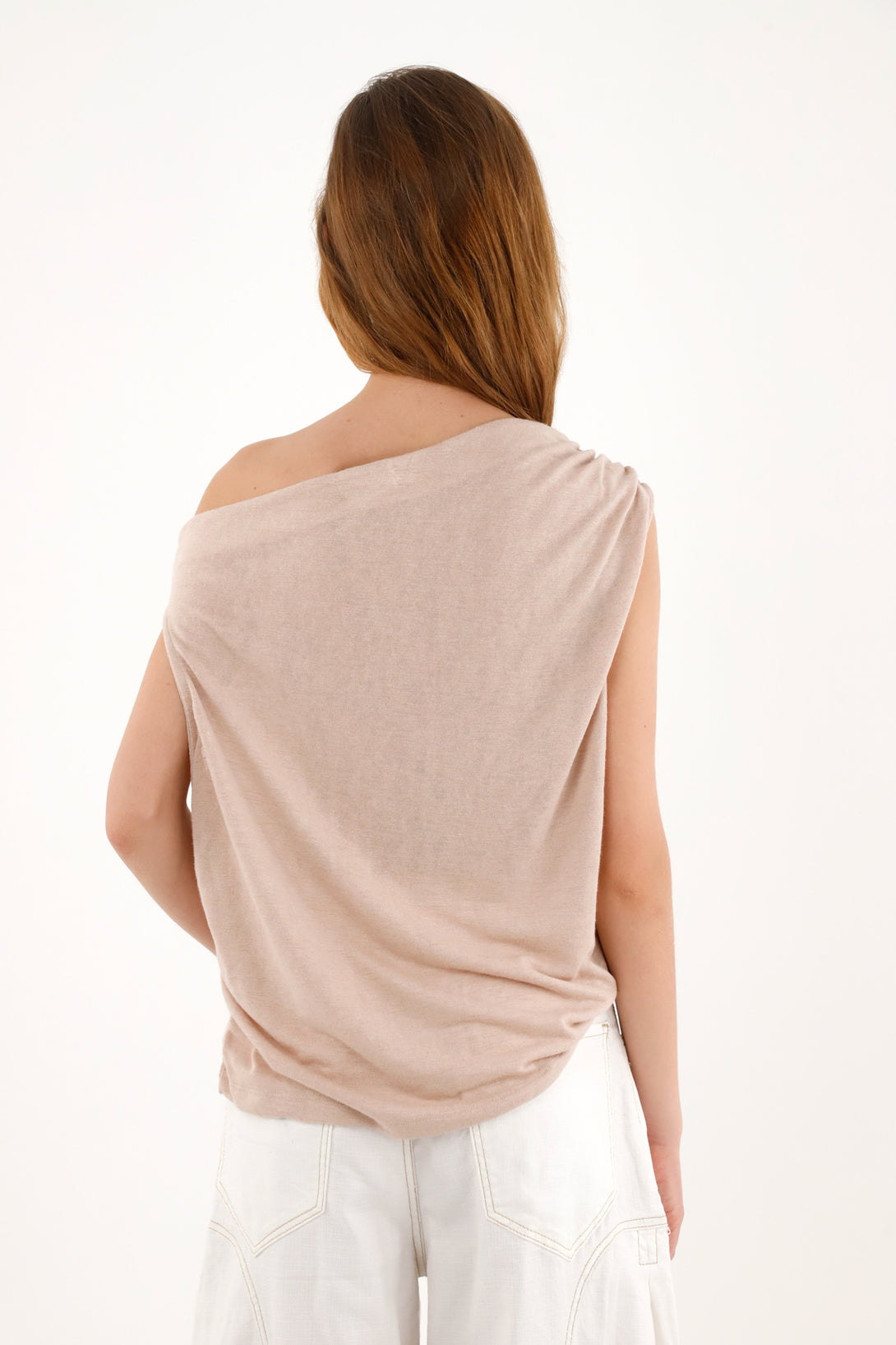 Women's asymmetrical drop sleeve raw shirt