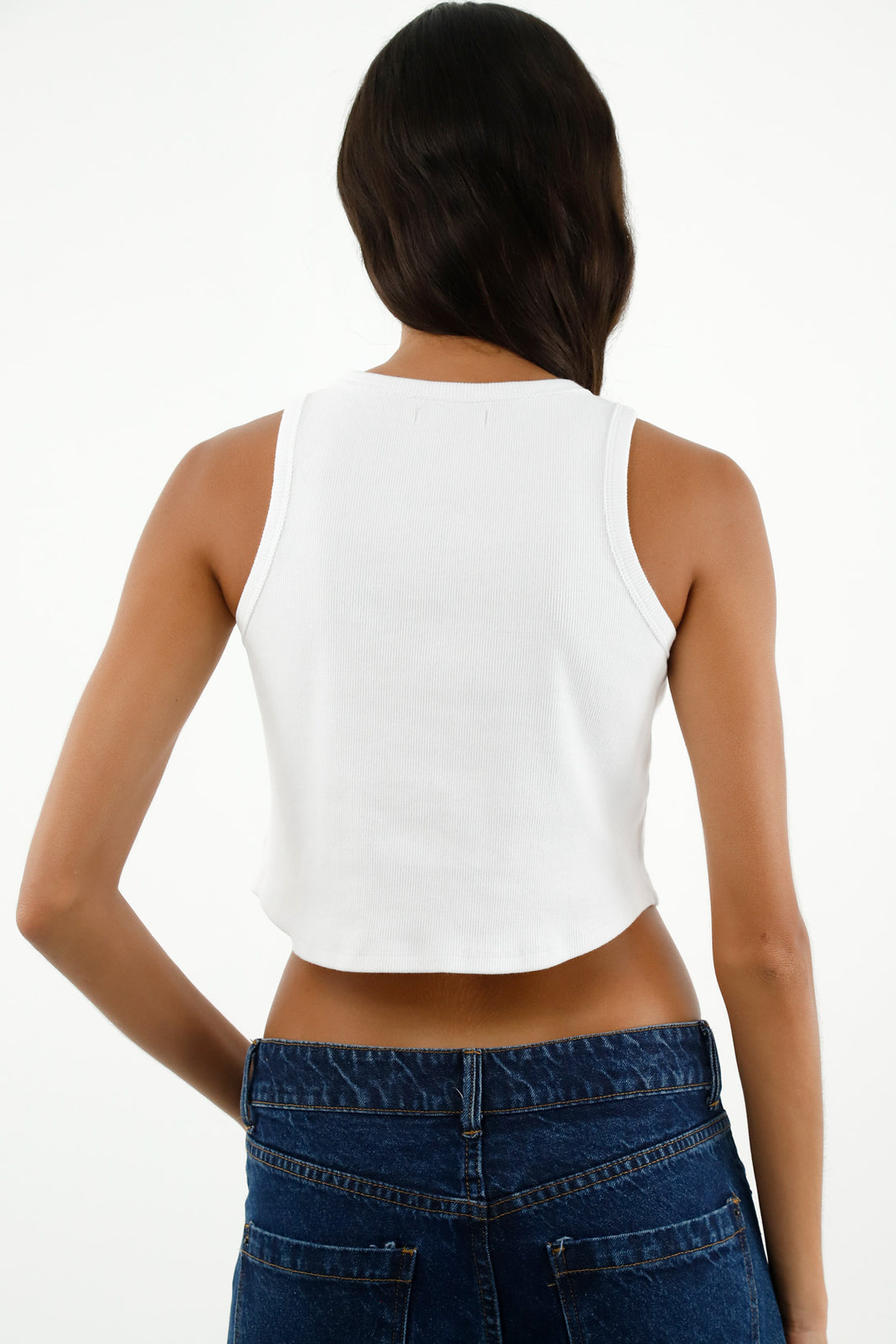 Camiseta cropped negra para mujer