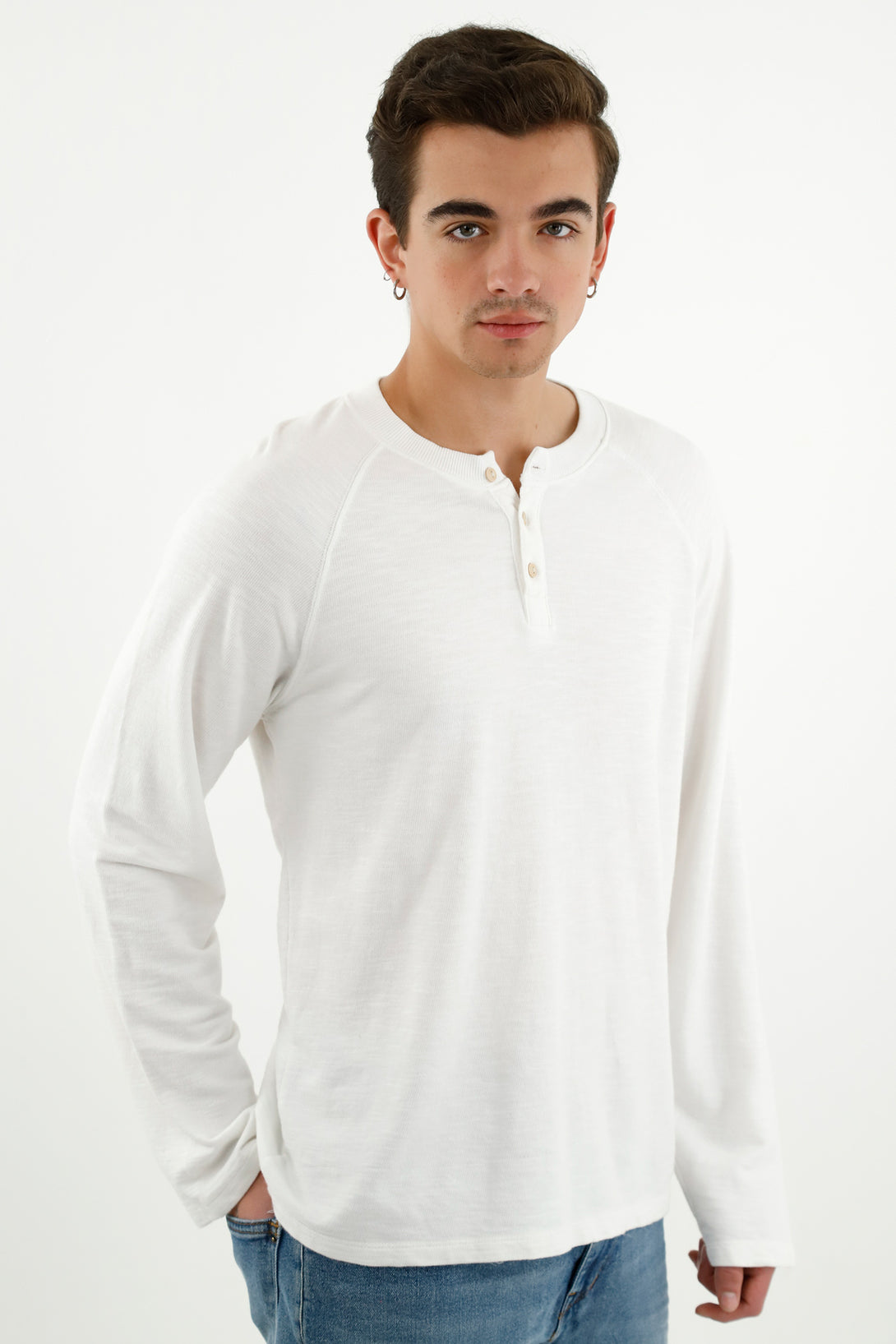 Men's White Neru Collar T-Shirt