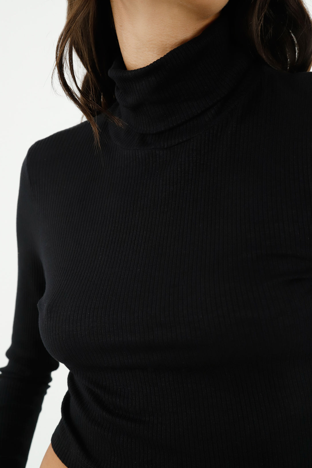 Women's Black Turtleneck T-Shirt