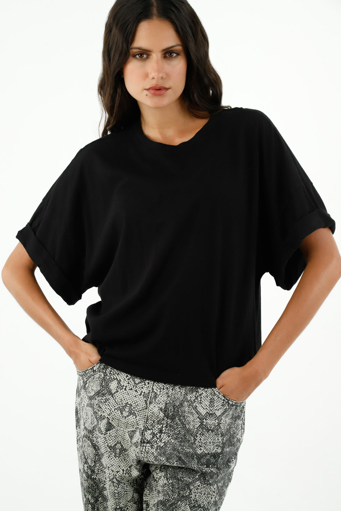 Camiseta oversize negra para mujer