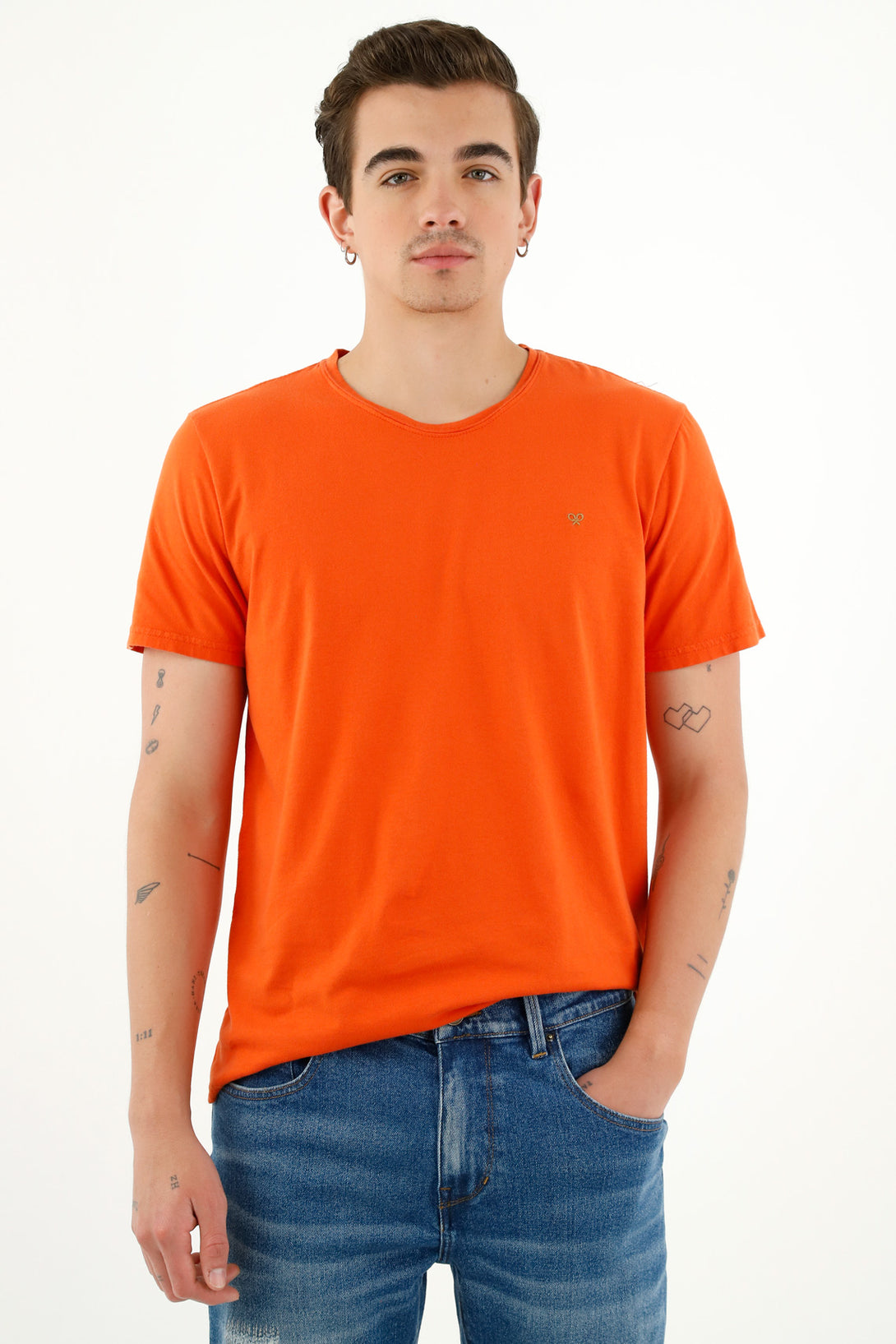 Camiseta manga corta naranja para hombre