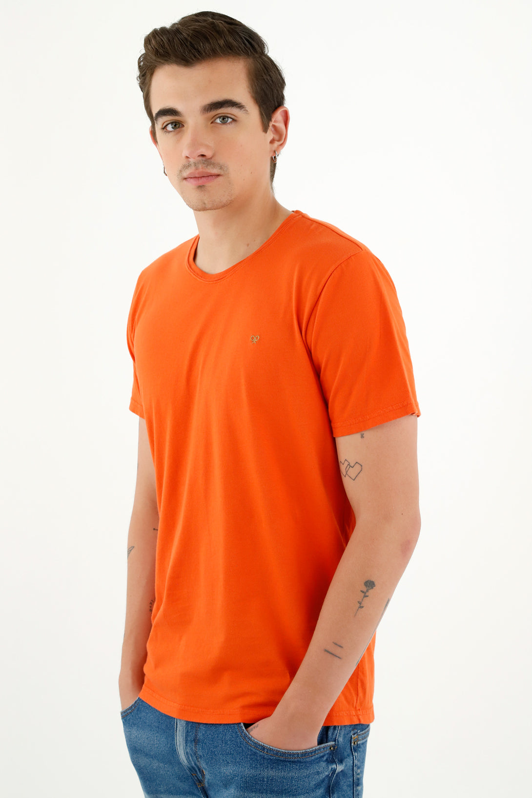 Camiseta manga corta naranja para hombre