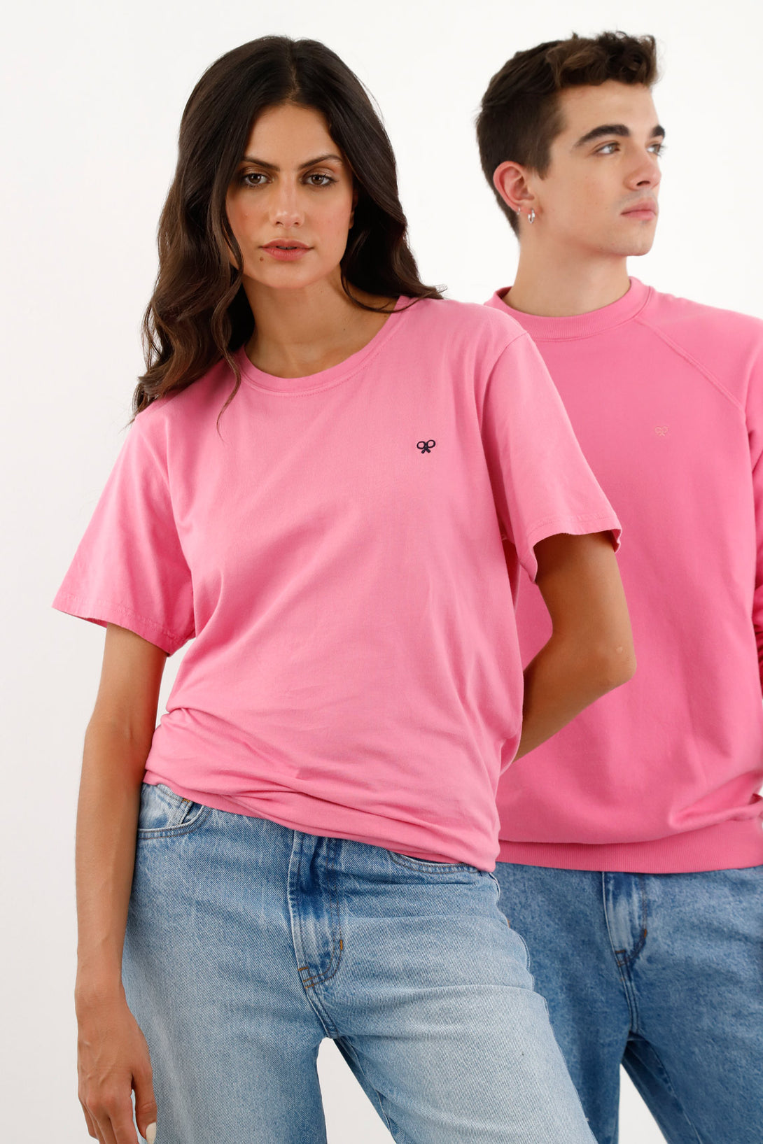 Unisex Pink Mini Embroidered T-Shirt