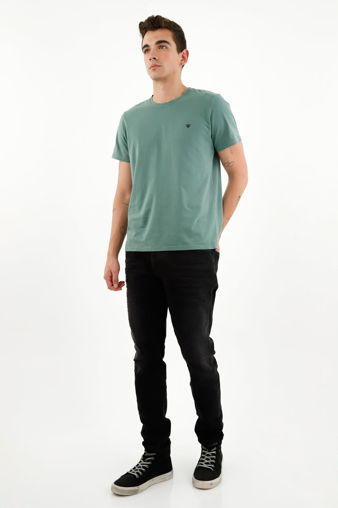 Unisex Green Tee with Mini Embroidery