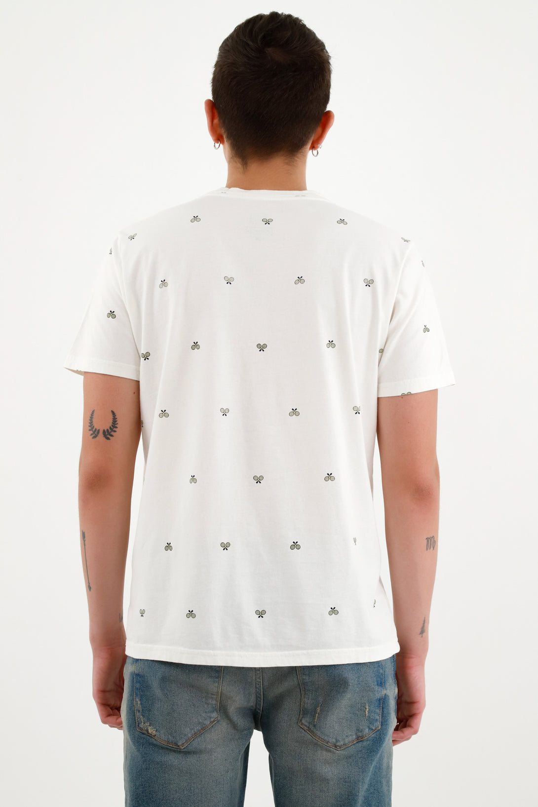 Men's Basic Beige Tee with Mini Print