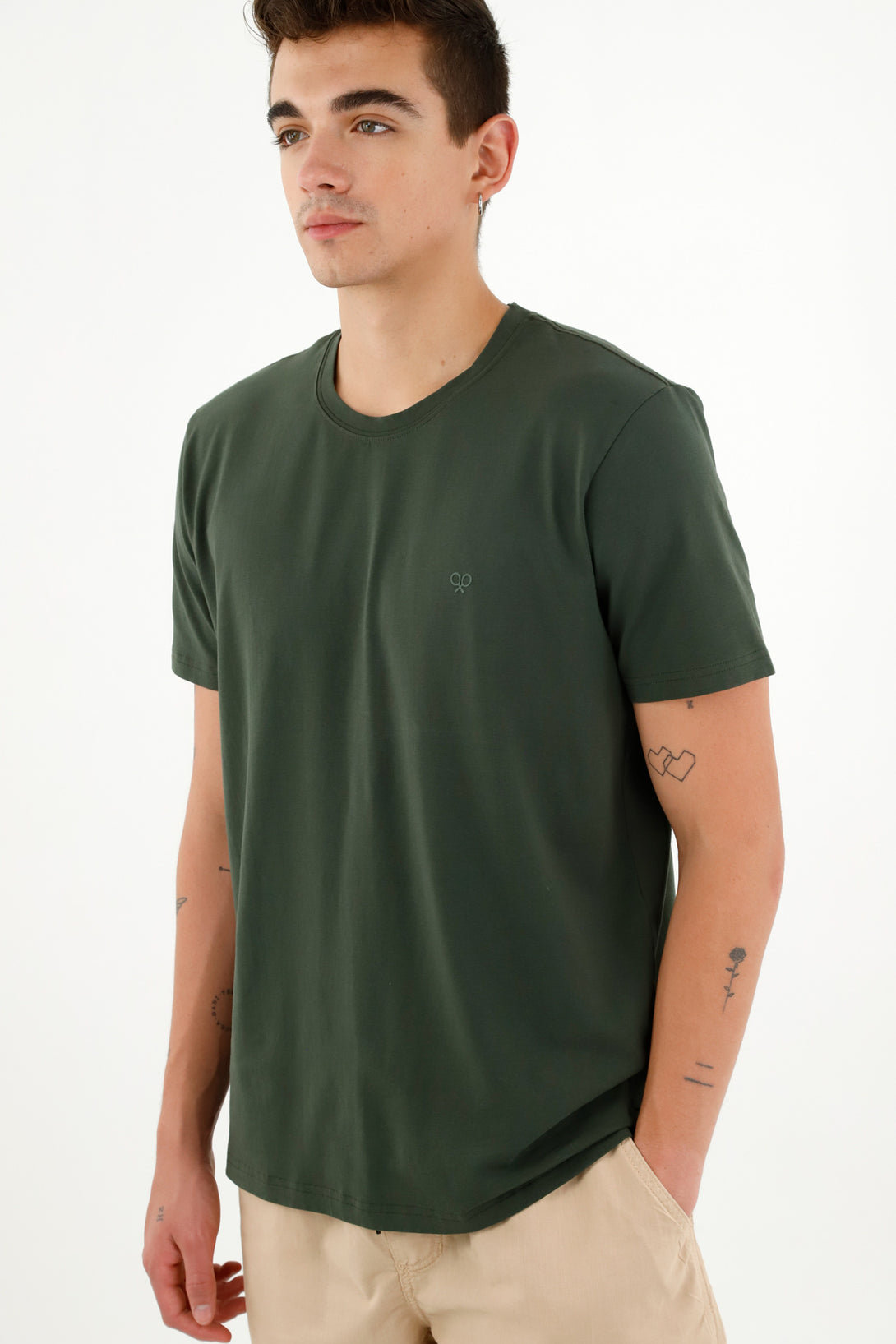 Camiseta básica verde para hombre