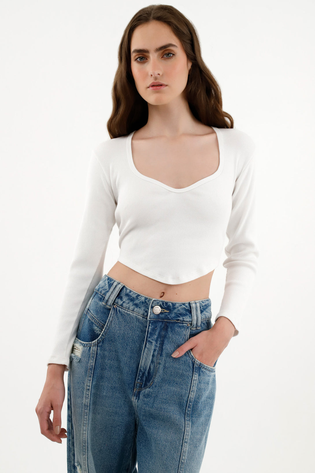 Women's White Cropped T-Shirt