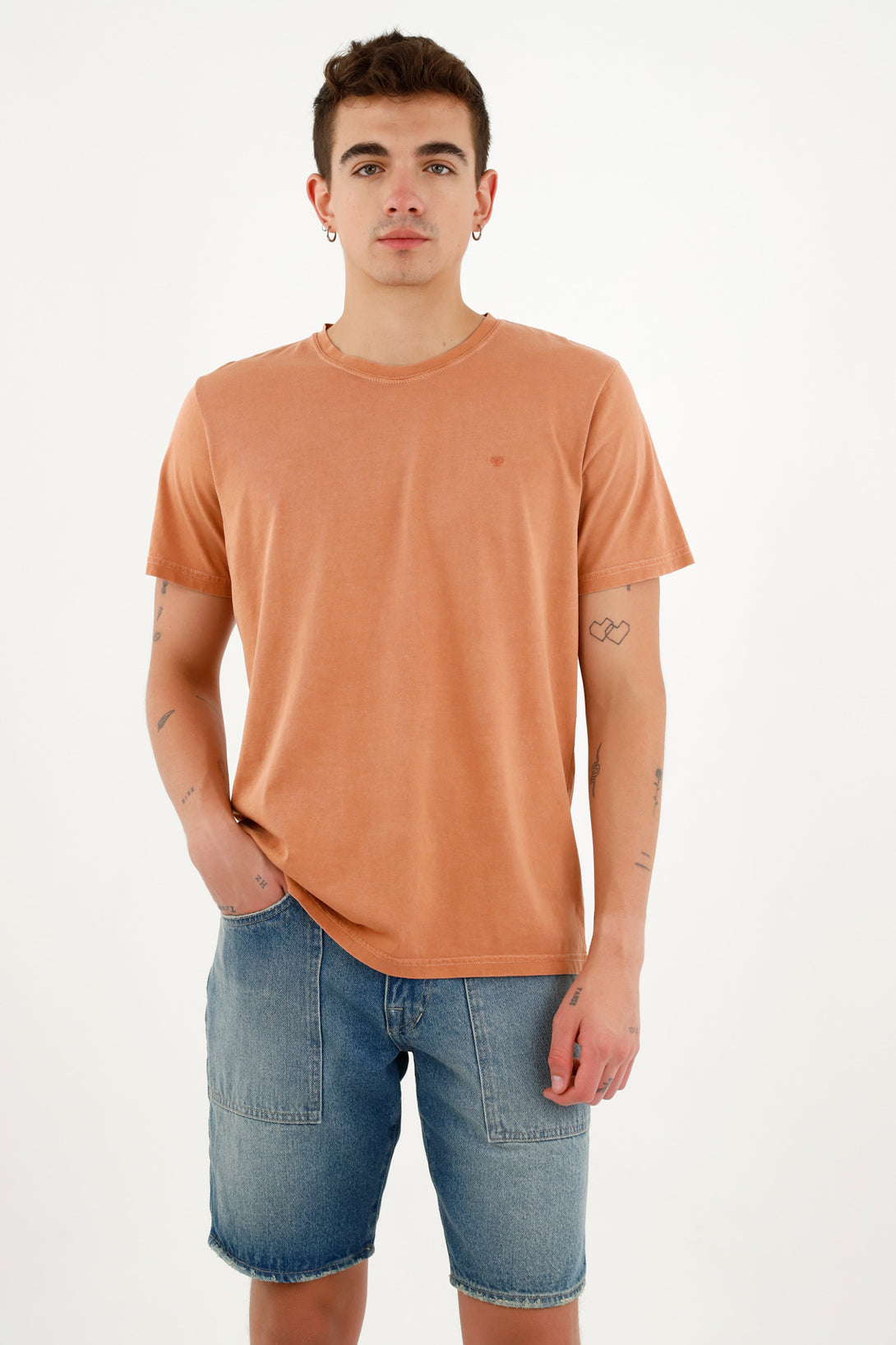 Camiseta naranja overdye para hombre