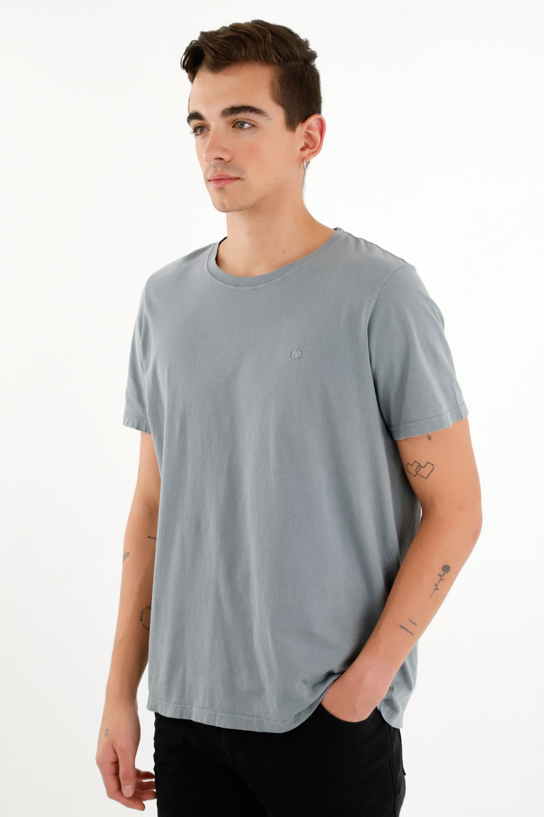 Camiseta azul con teñido overdye para hombre