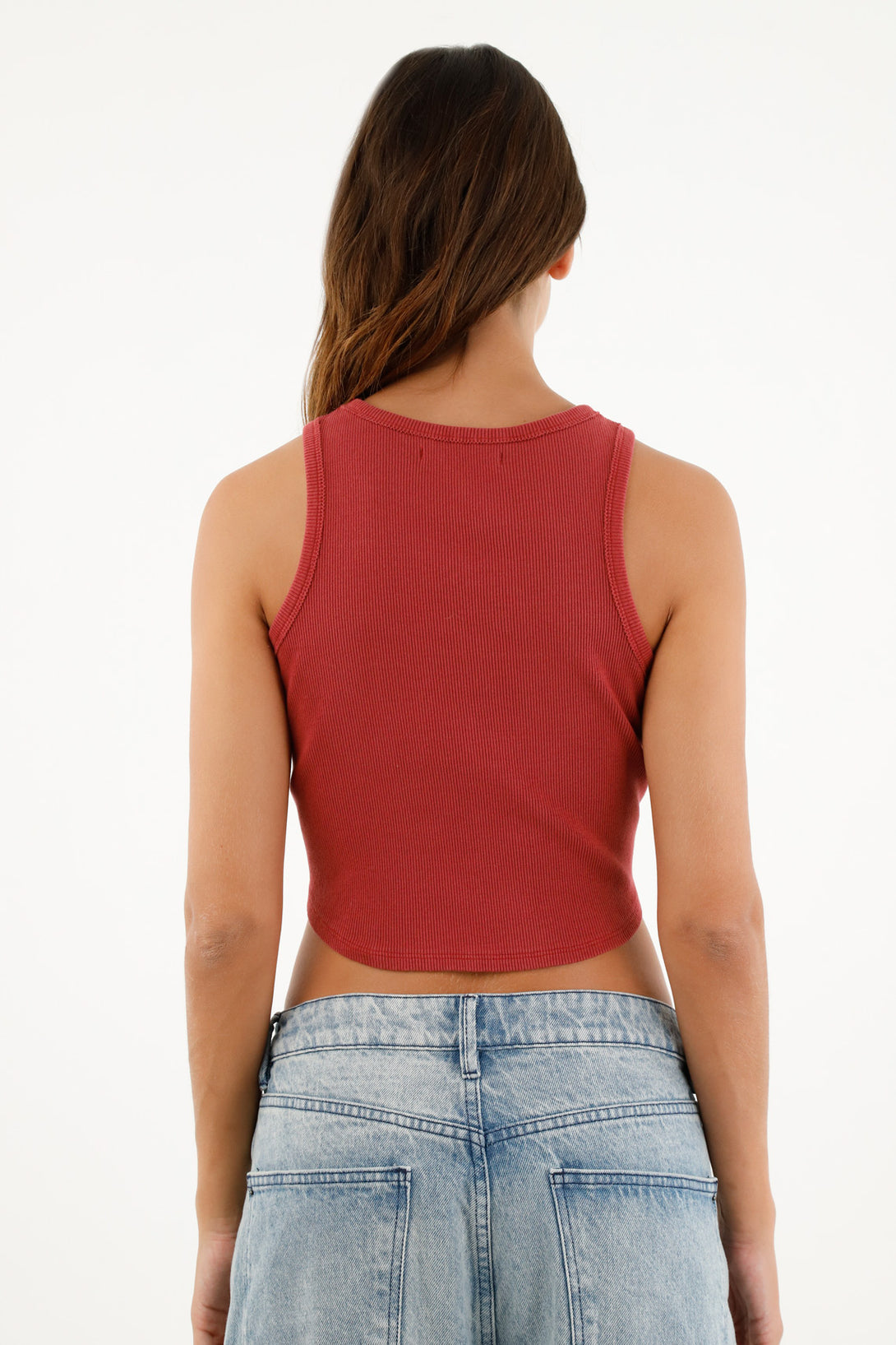 Camiseta tipo crop roja para mujer