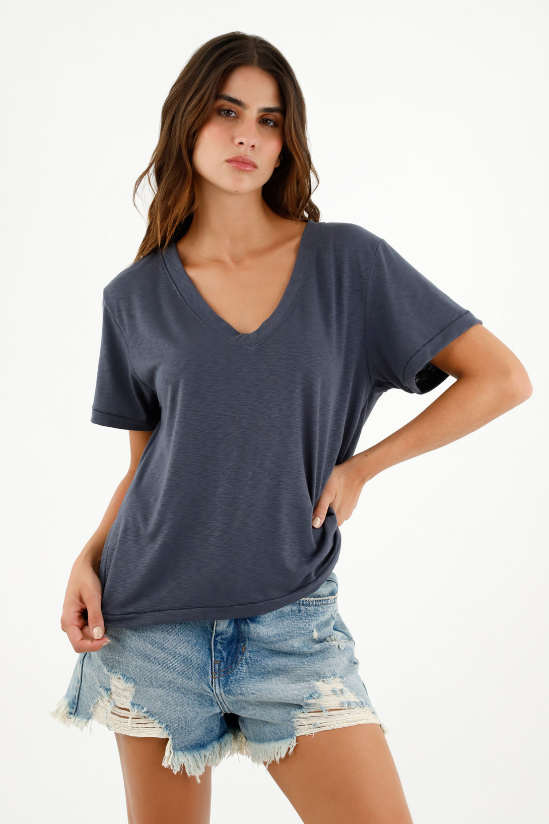 Camiseta básica azul para mujer