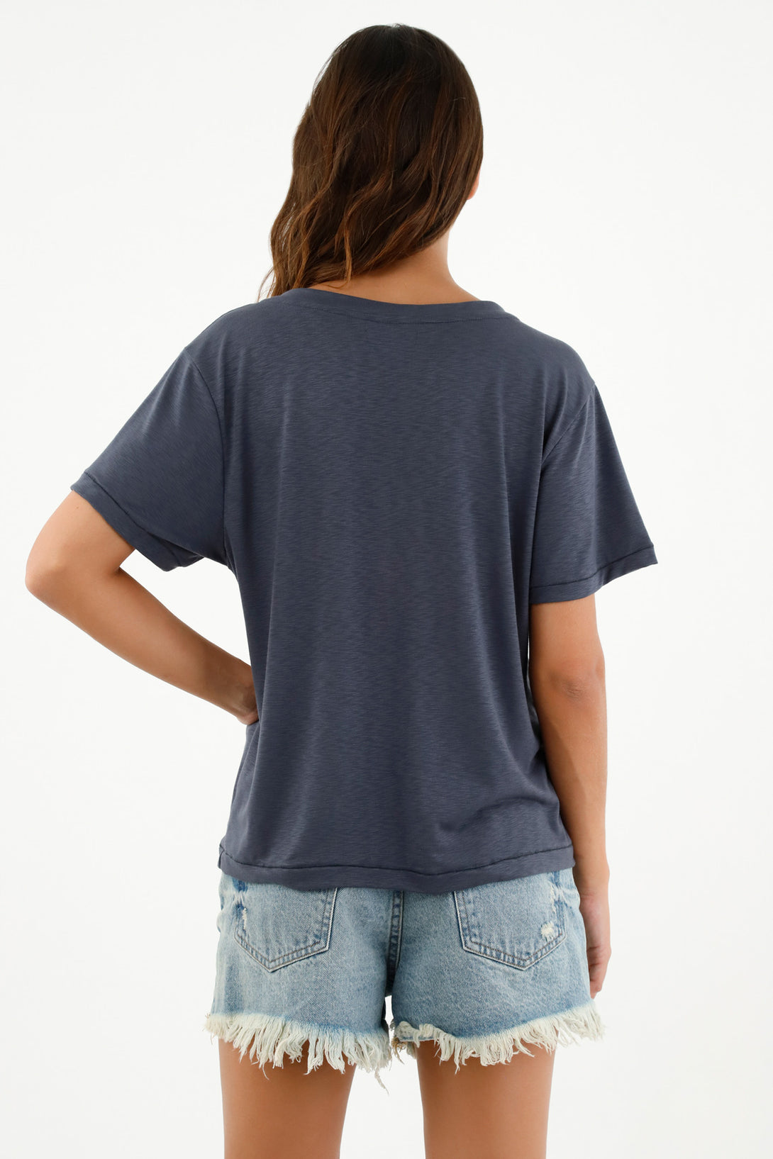 Camiseta básica azul para mujer