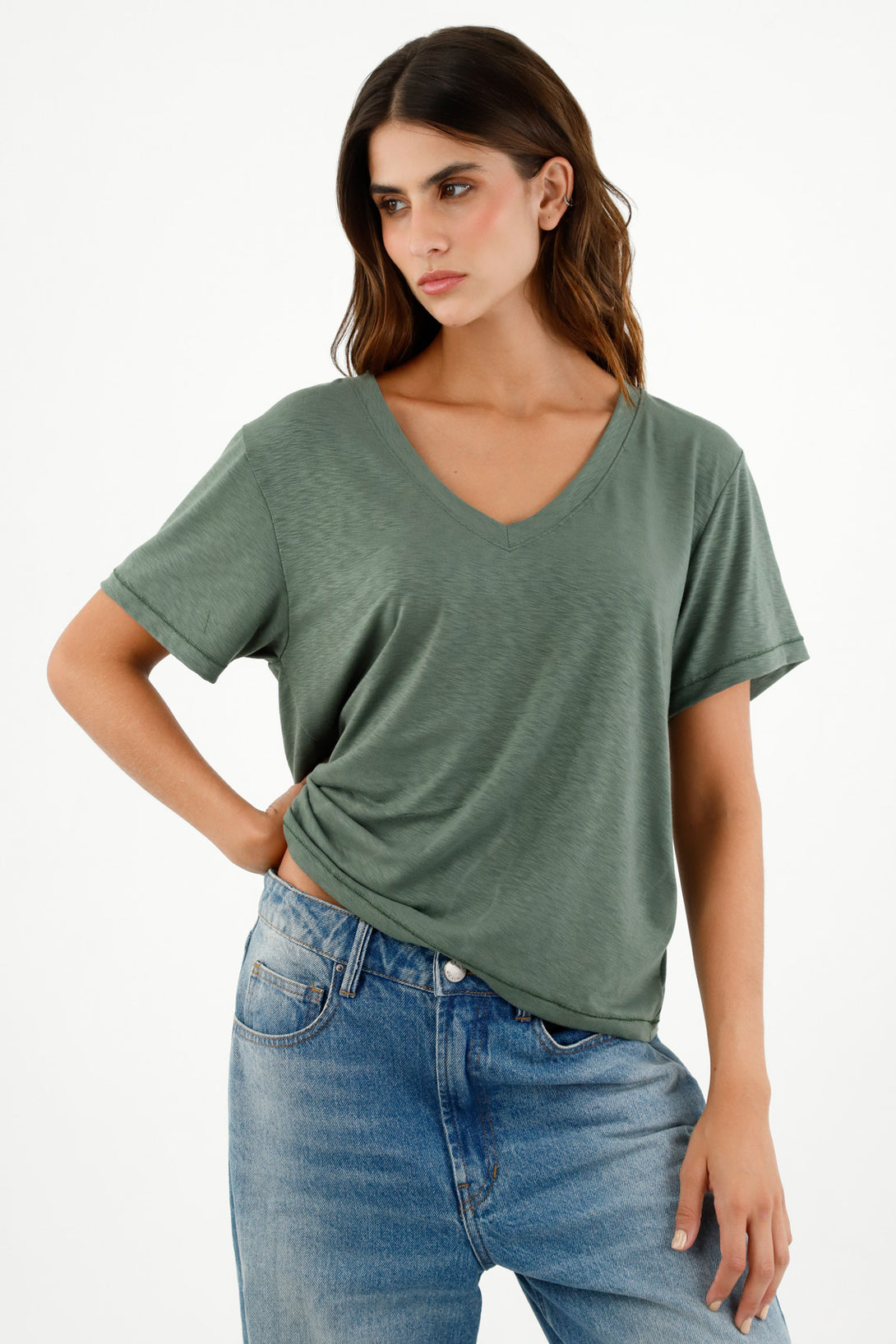 Camiseta básica verde para mujer